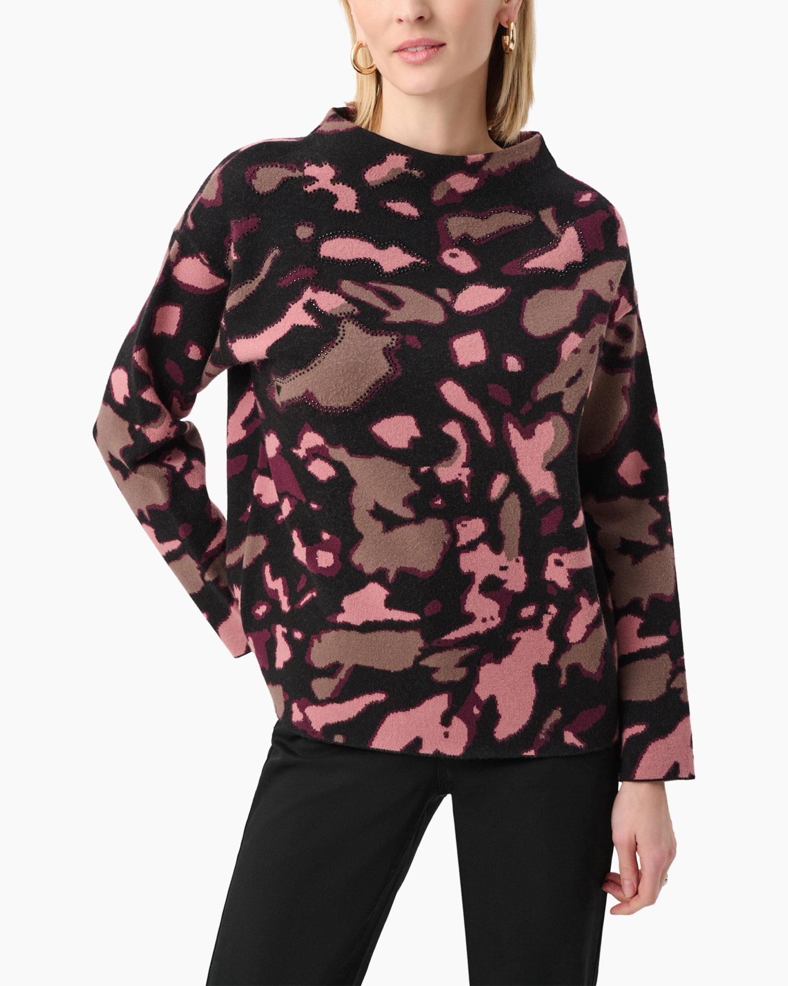 sweater, camouflage, pattern, pink, black