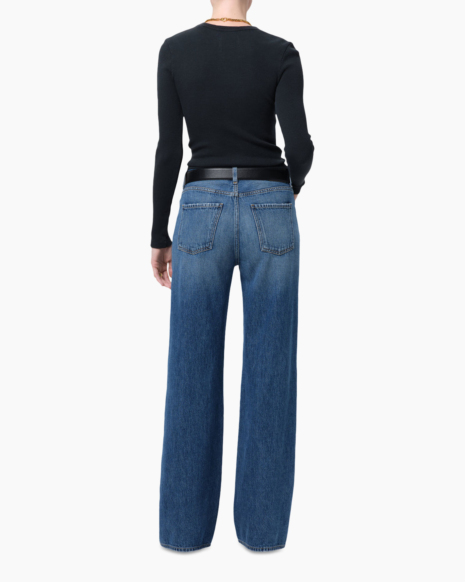 jeans, wide-leg, denim, blue, belted