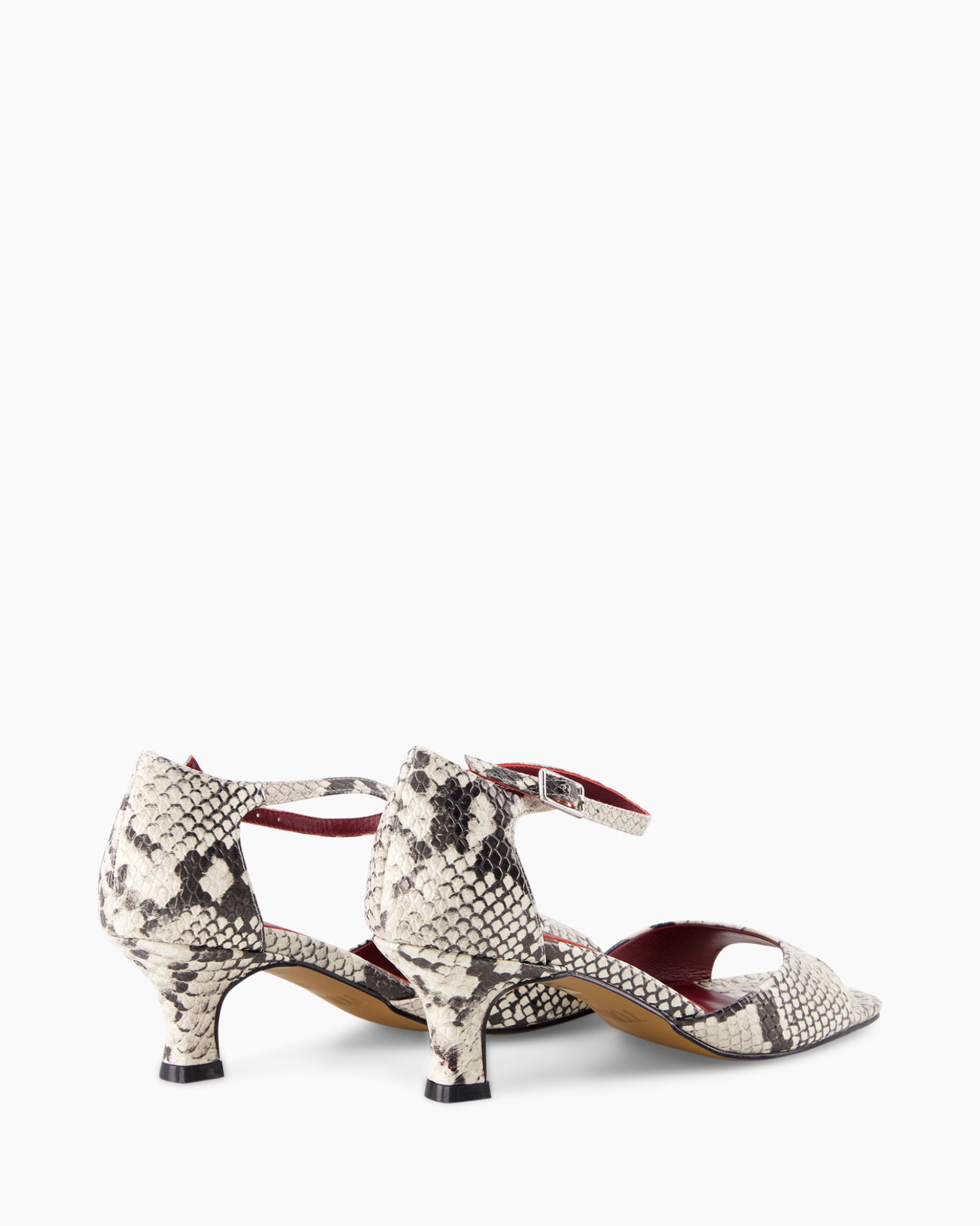 open-toed, mid-heel, strappy, snake-skin, pumps