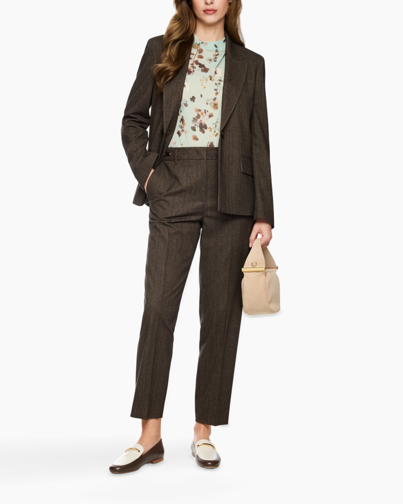 suit, trousers, blazer, brown, loafers