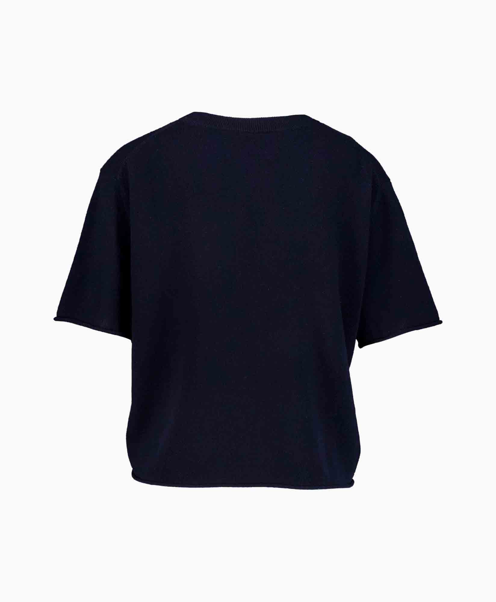 t-shirt, short sleeves, navy, crew neck, solid color