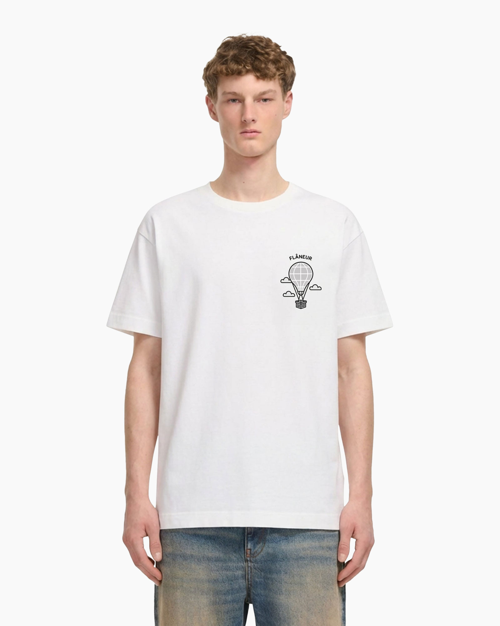 t-shirt, short sleeve, white, graphic, small logo