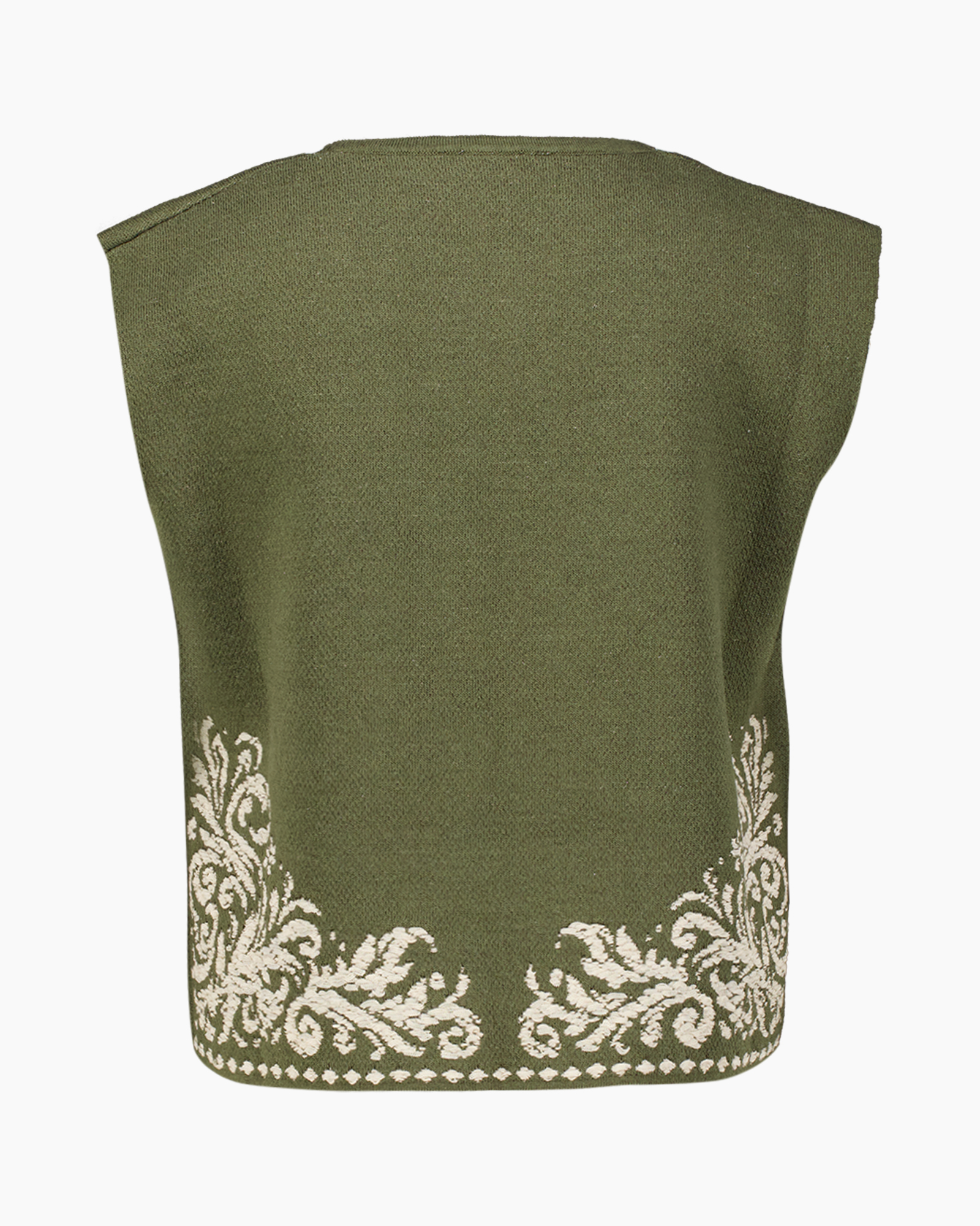 vest, knit, green, embroidery, patterned