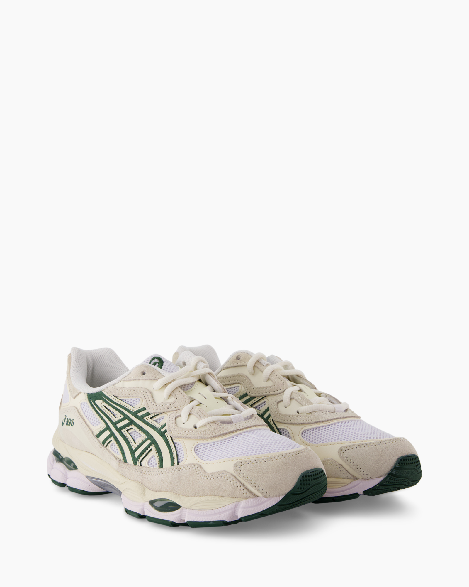 sneakers, athletic, beige, mesh, green accents