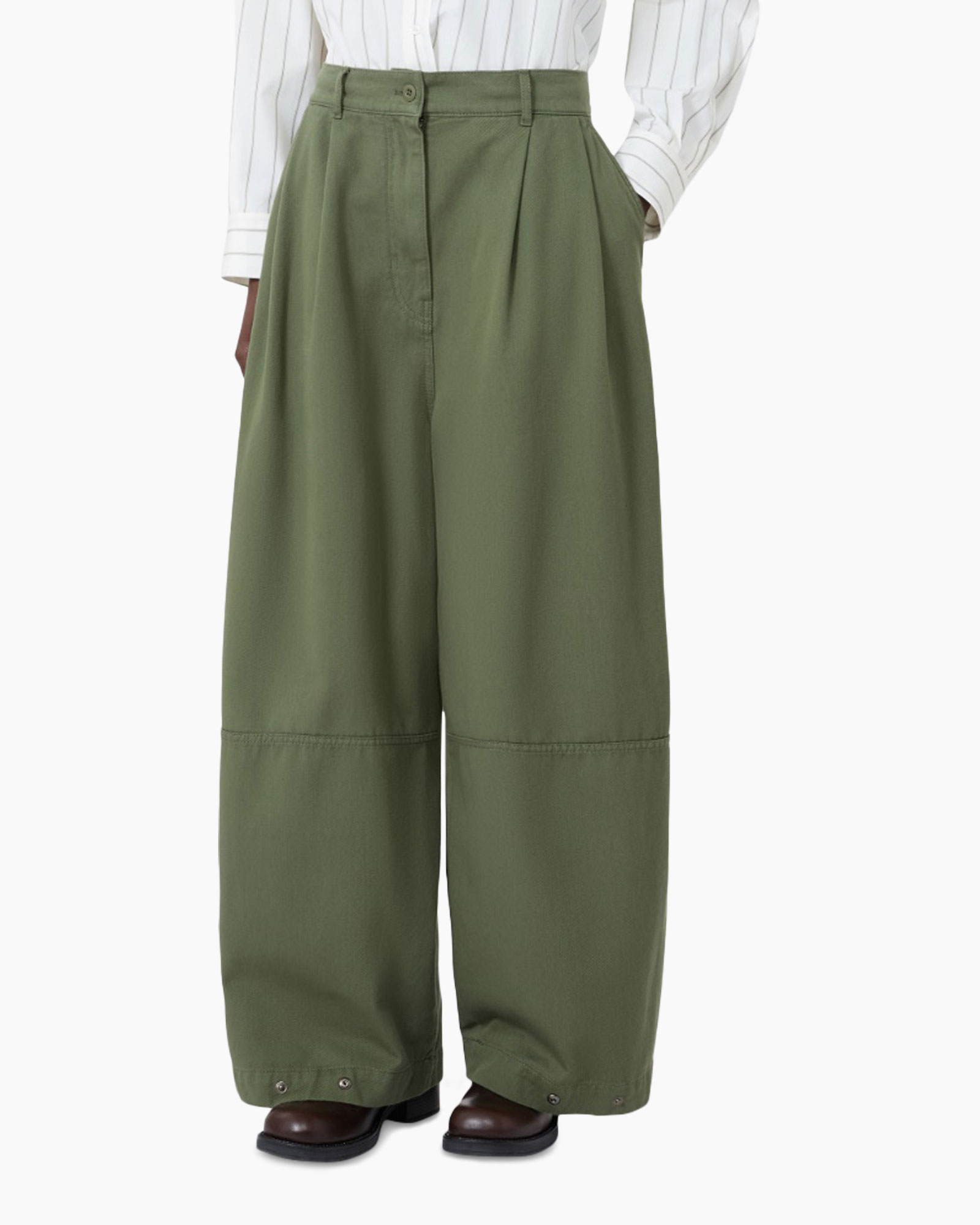 pants, wide-leg, olive, cargo, trouser