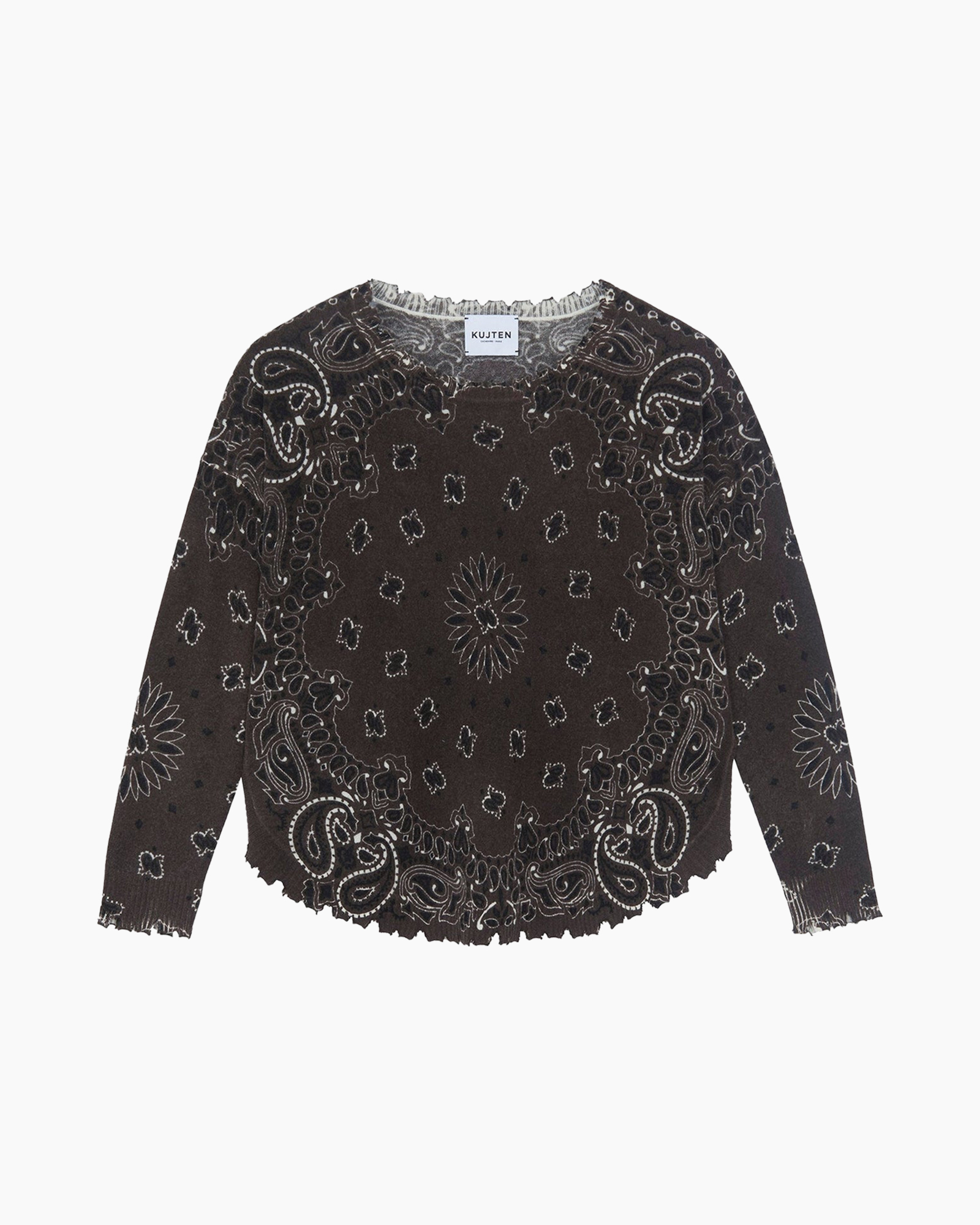 cropped top, paisley, brown, long sleeves, crop top