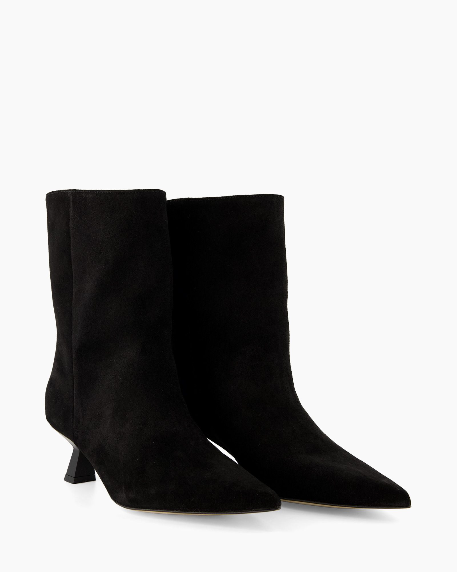 boots, ankle boots, black, heel, suede