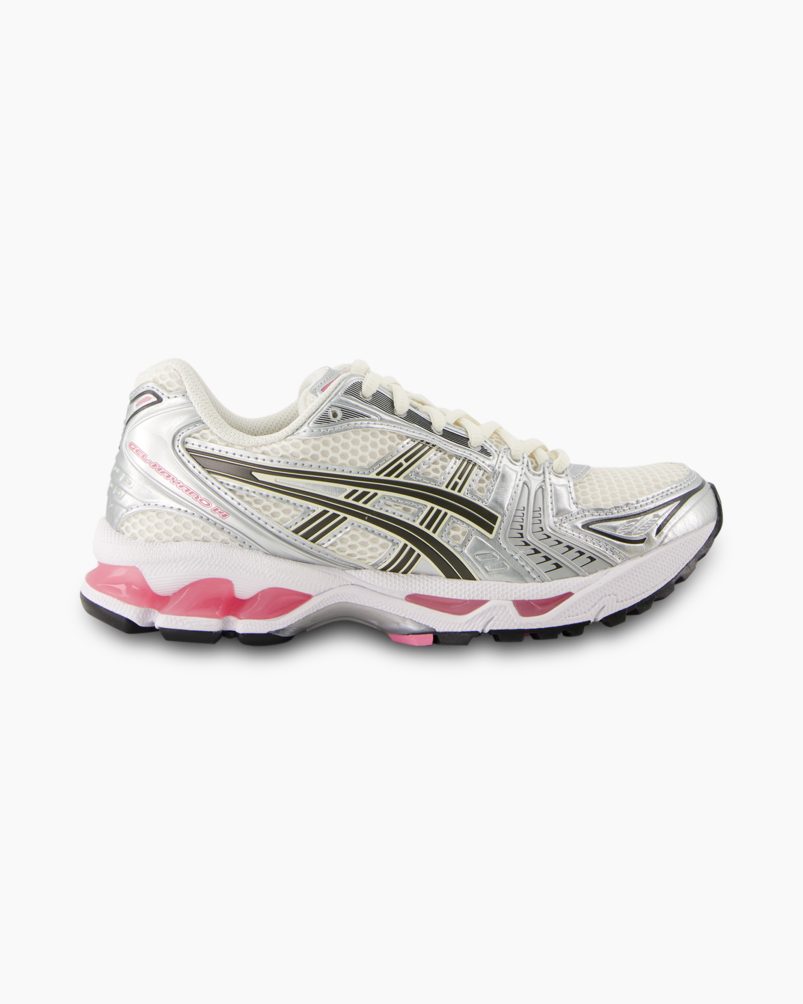 running shoe, sneaker, white, mesh, pink accent