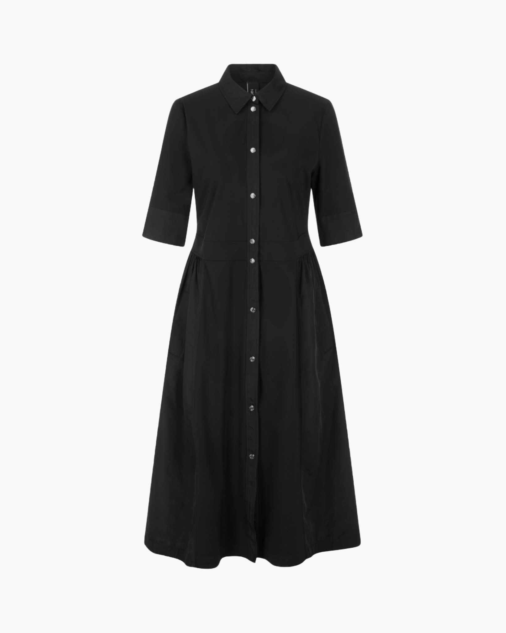 dress, button-down, mid-length, black, collared