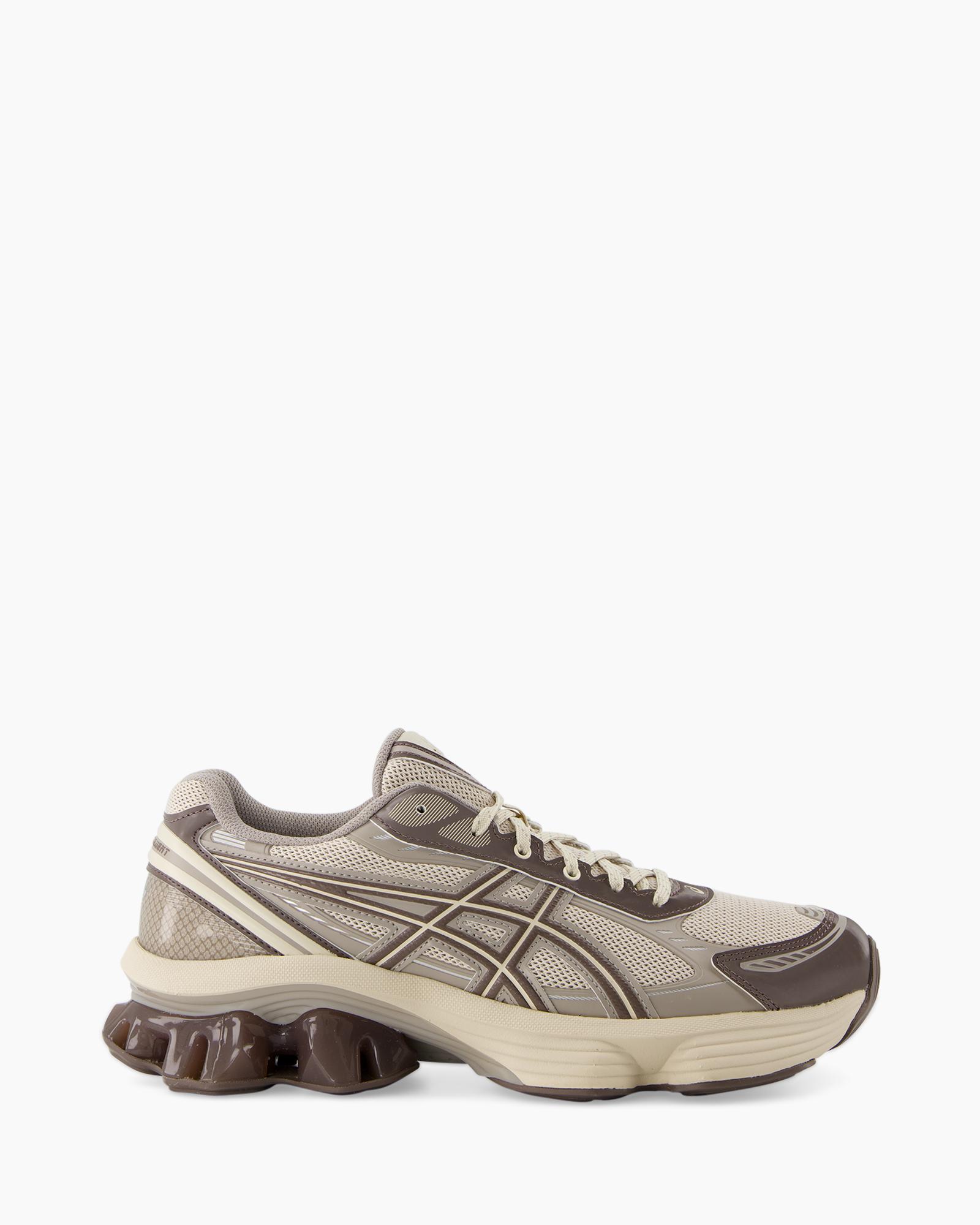 running shoe, sneaker, mesh upper, brown, trainer