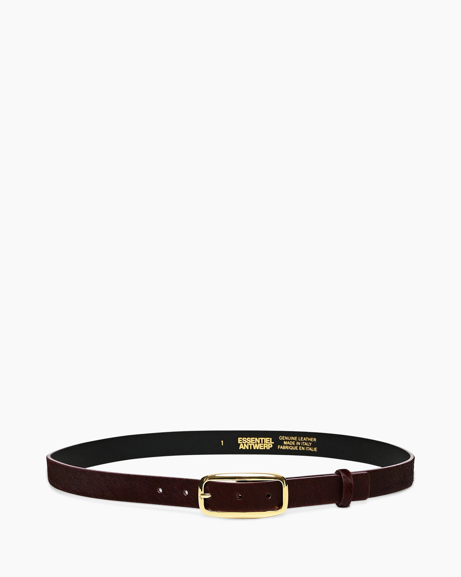 belt, leather, brown, metal buckle, thin
