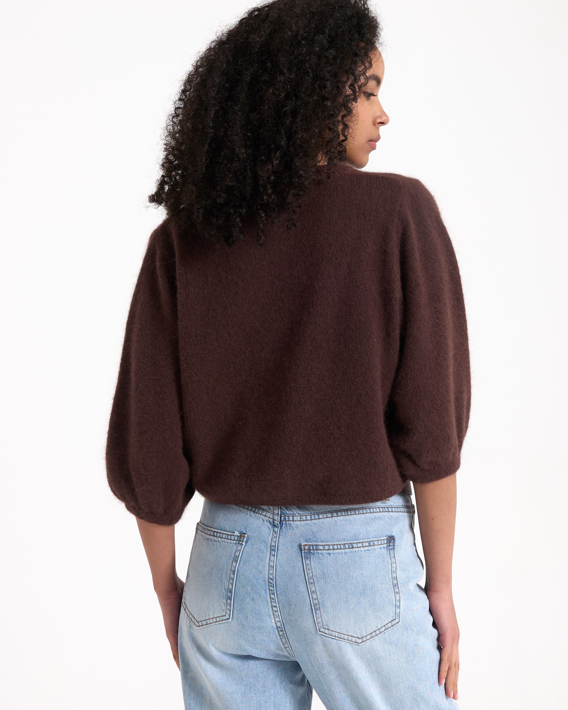 cardigan, brown, knit, buttons, long-sleeve