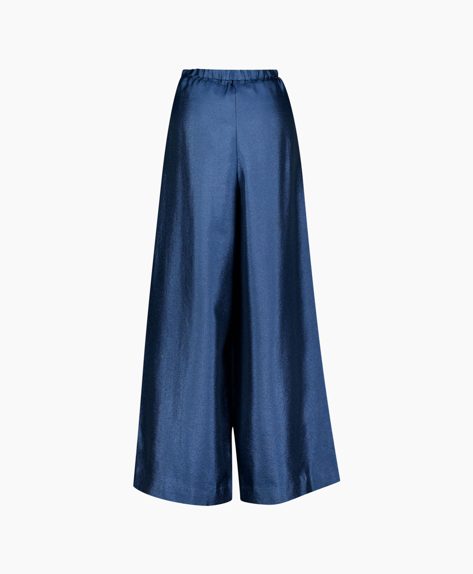 wide-leg, palazzo, metallic, linen-like?, blue