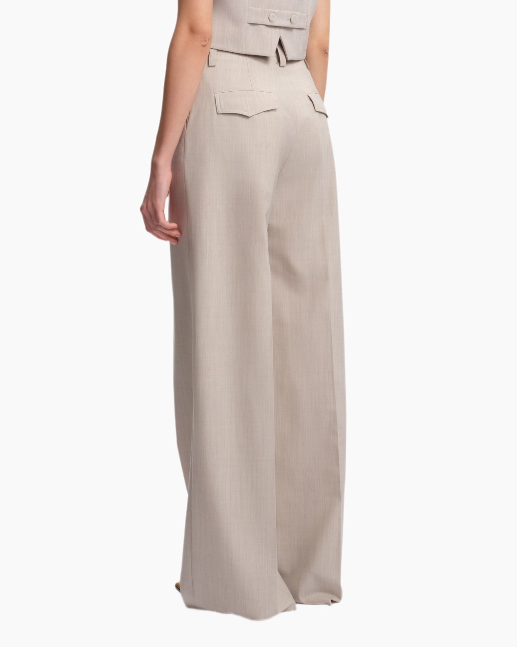 trousers, wide-leg, beige, high-waisted, pleated