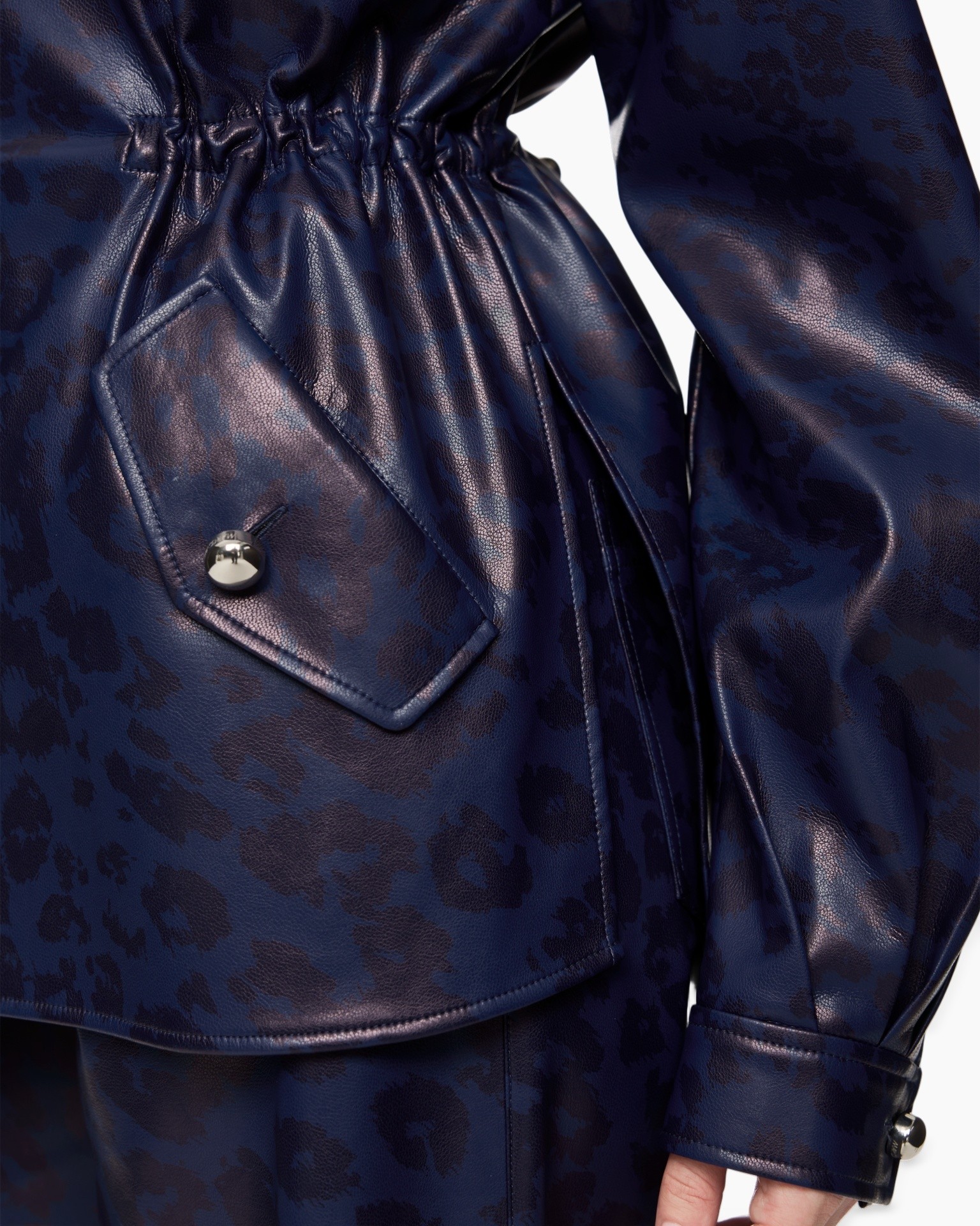 leather, jacket, blue, camouflage pattern, buttoned pocket