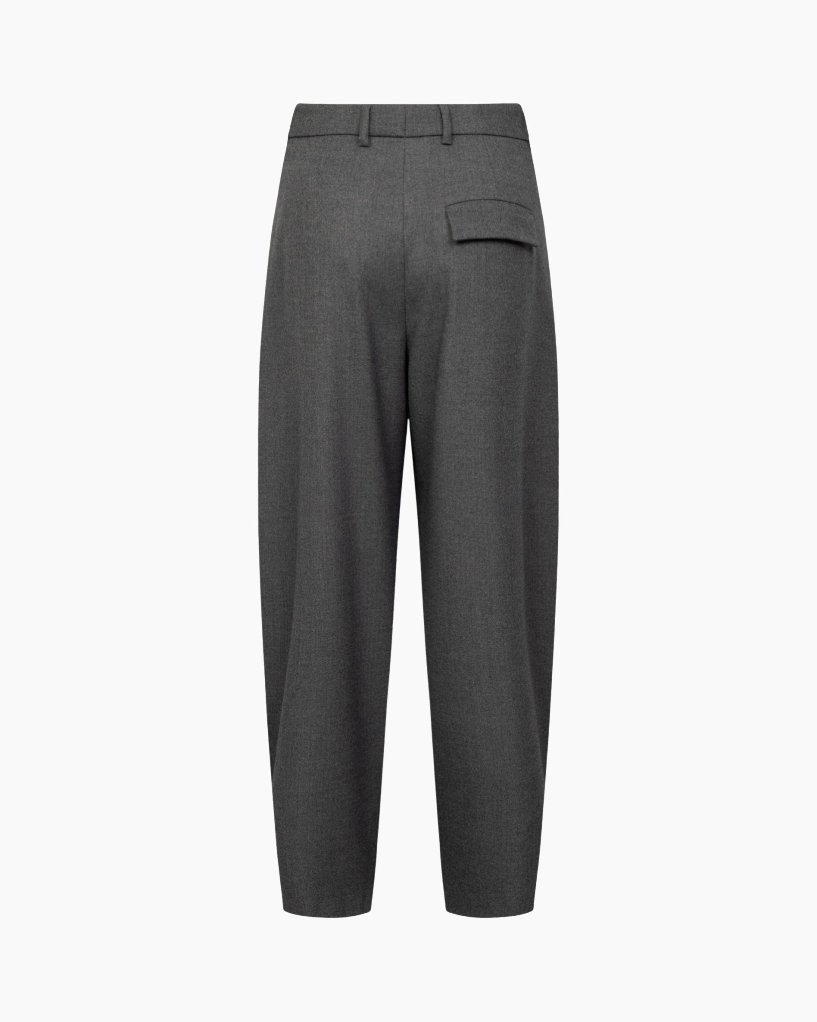 trousers, grey, pleat, beltless, straight
