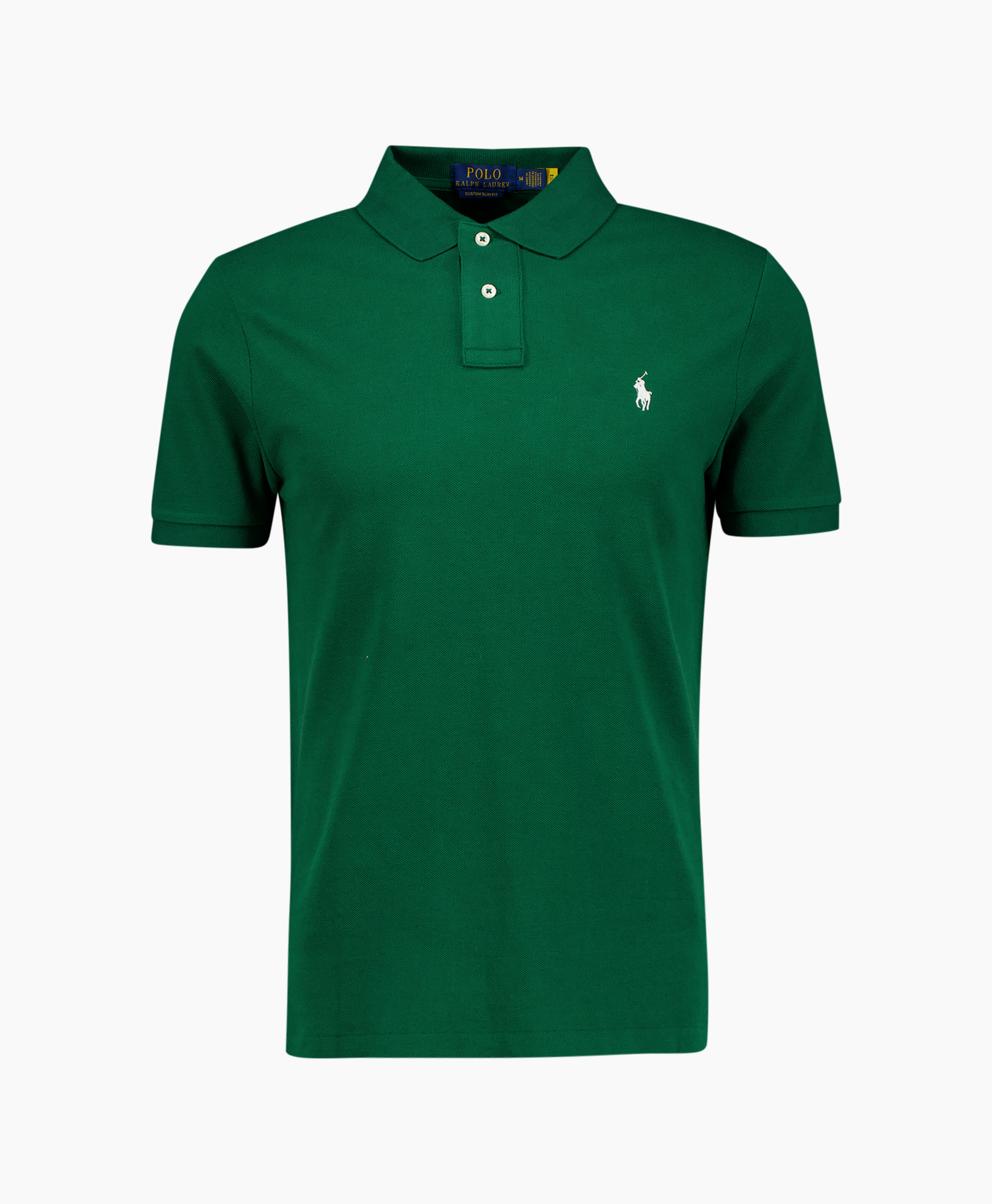 polo shirt, green, short sleeve, collar, logo cation small