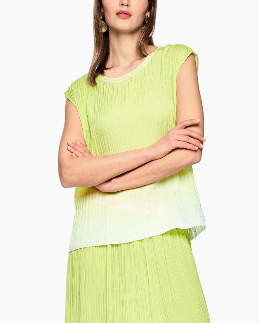 top, blouse, layered, lime, sheer