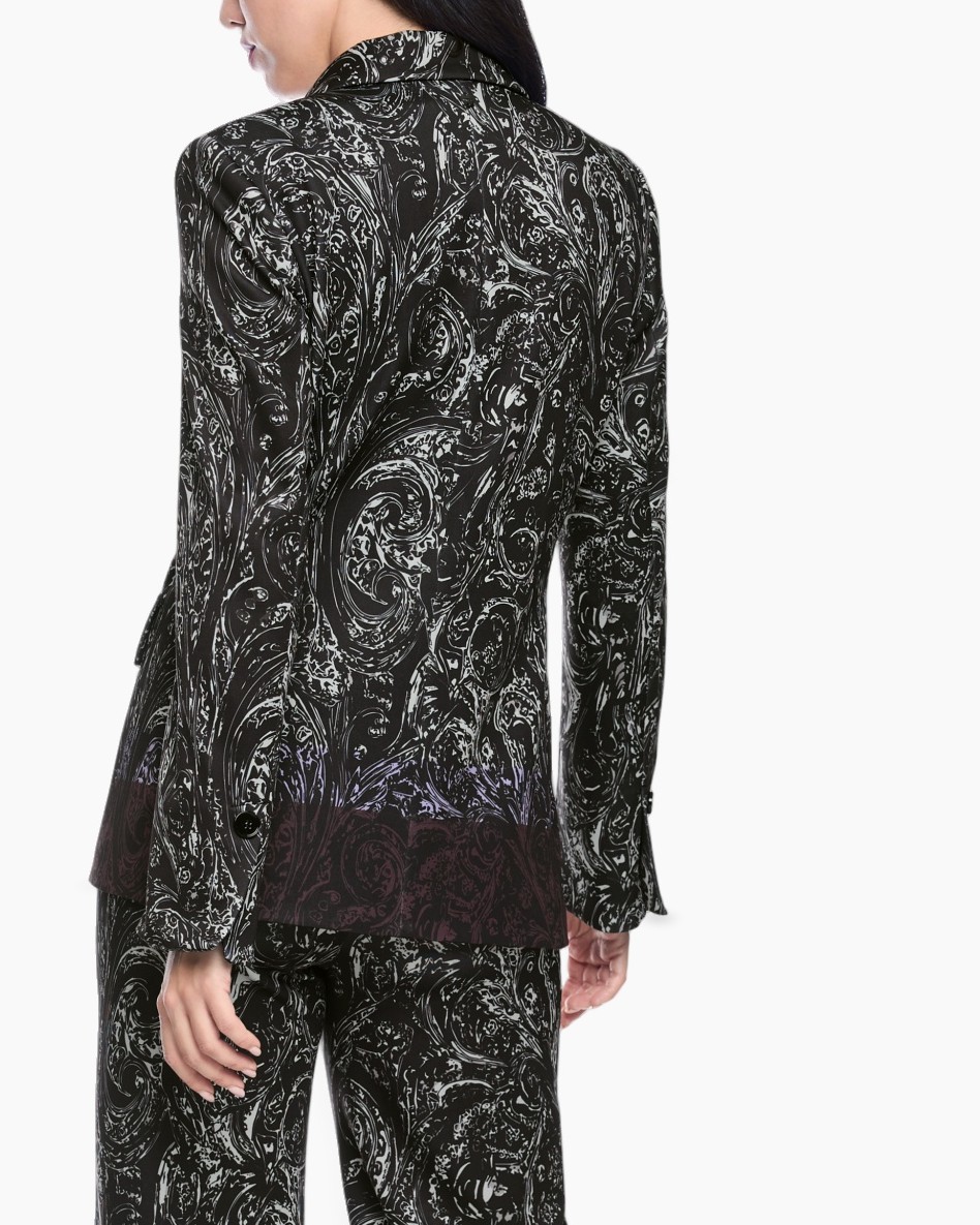 blazer, paisley, long-sleeve, black, suit set