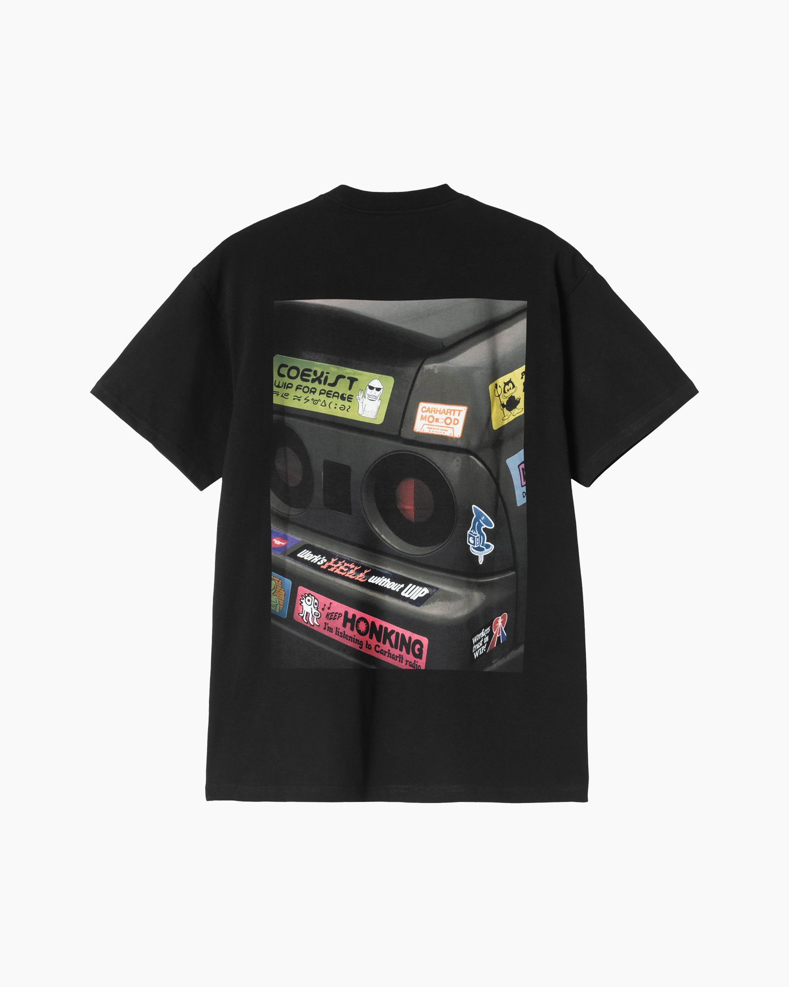 t-shirt, short sleeve, black, graphic, small print