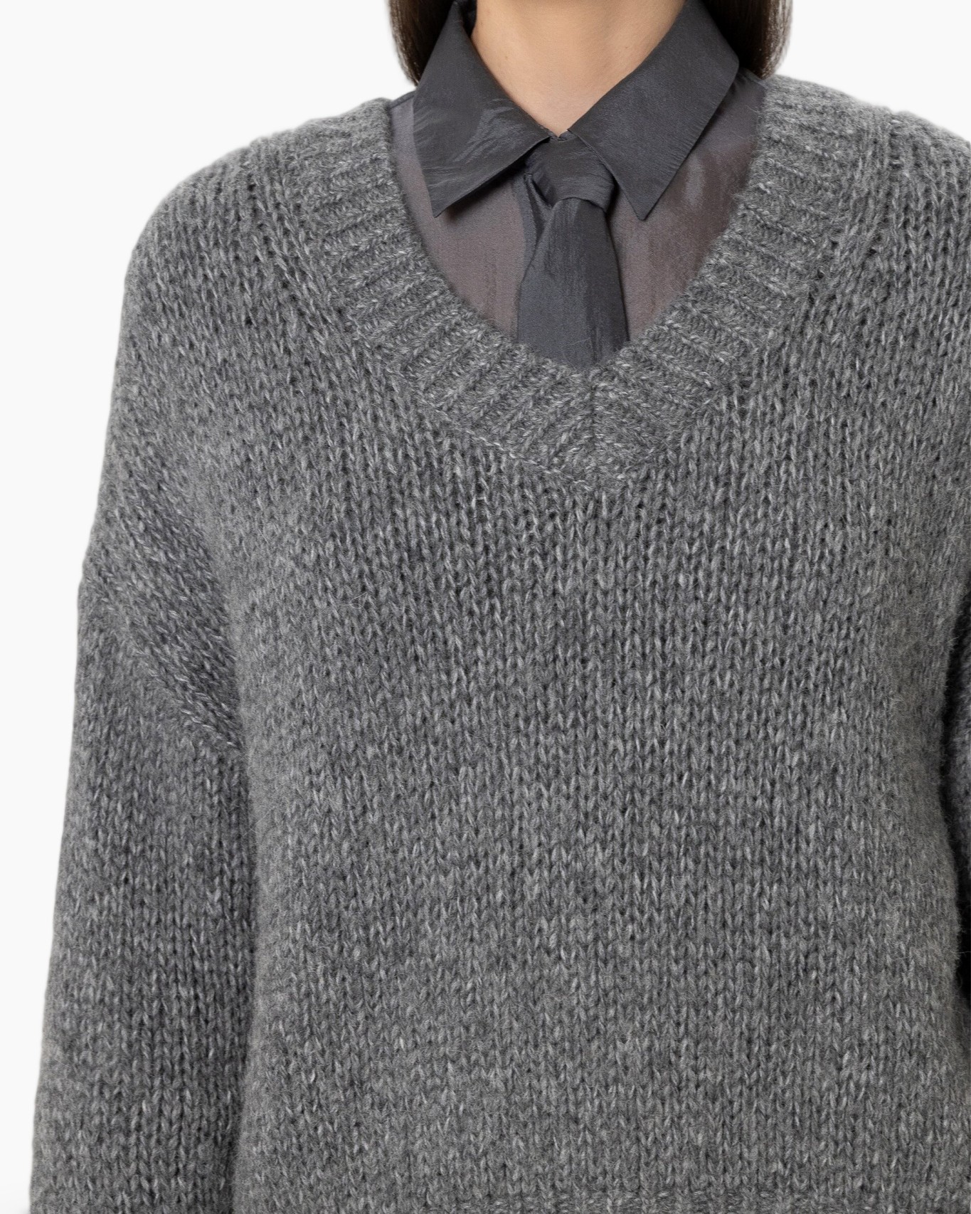 sweater, knit, crewneck, gray, layering