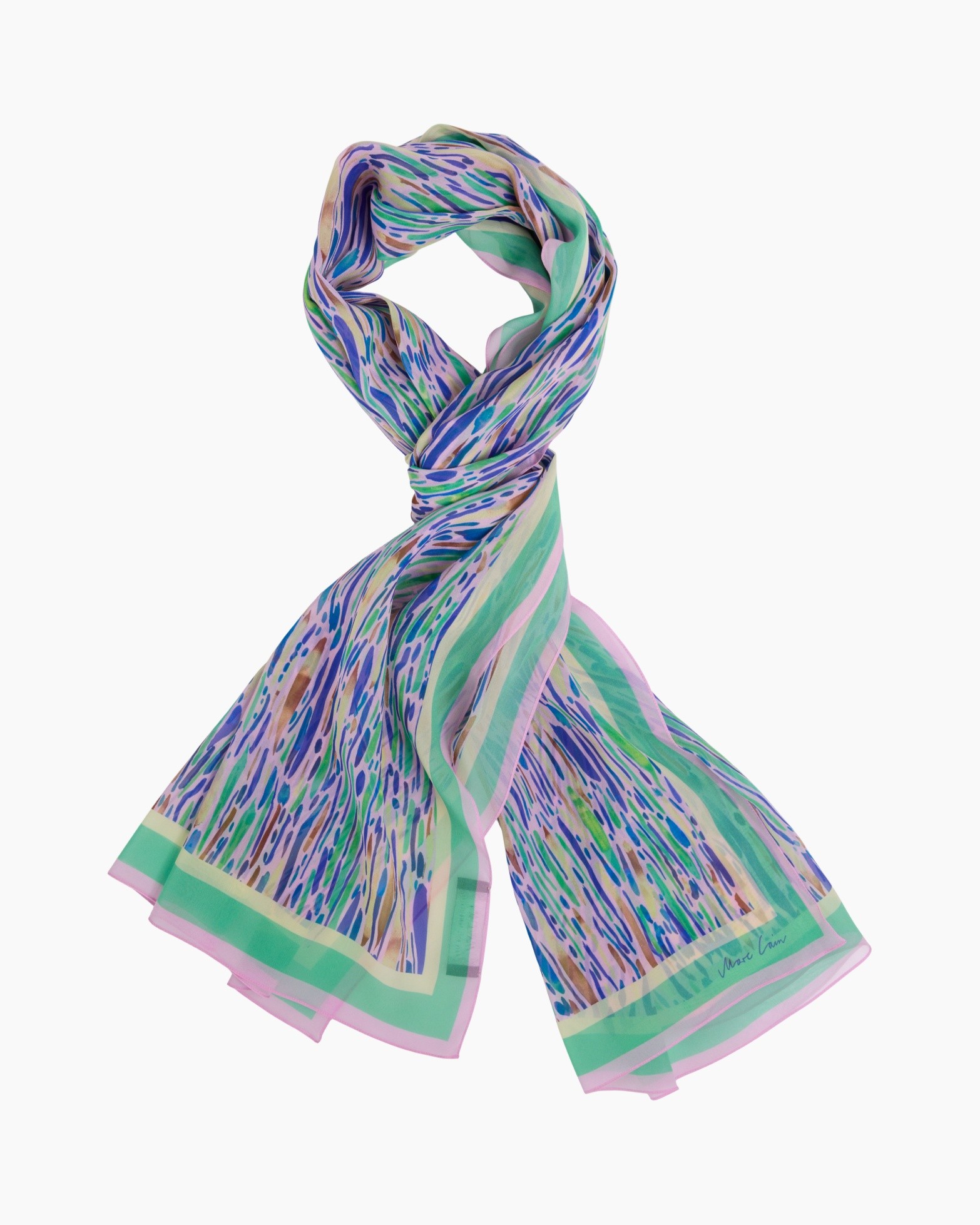 scarf, silk scarf, multicolor, abstract pattern, rectangular scarf