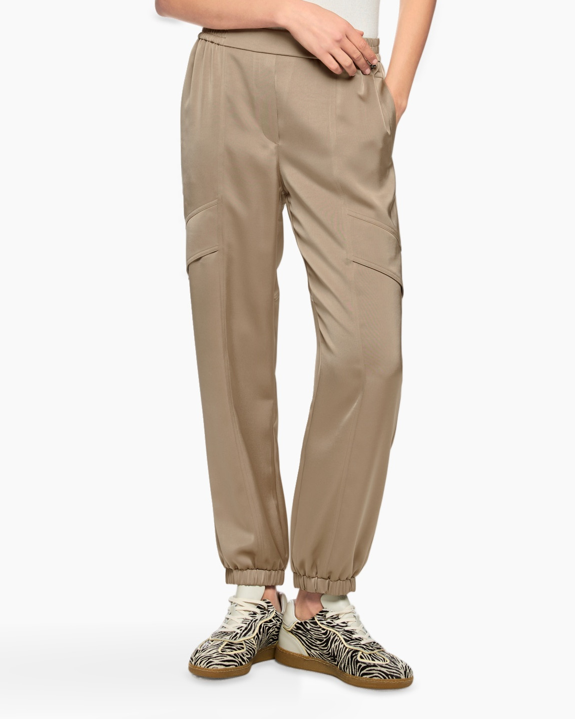 pants, cargo, beige, elasticated, jogger