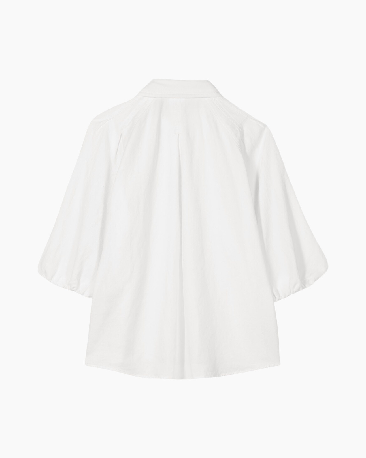 white, shirt, loose, collar, back view