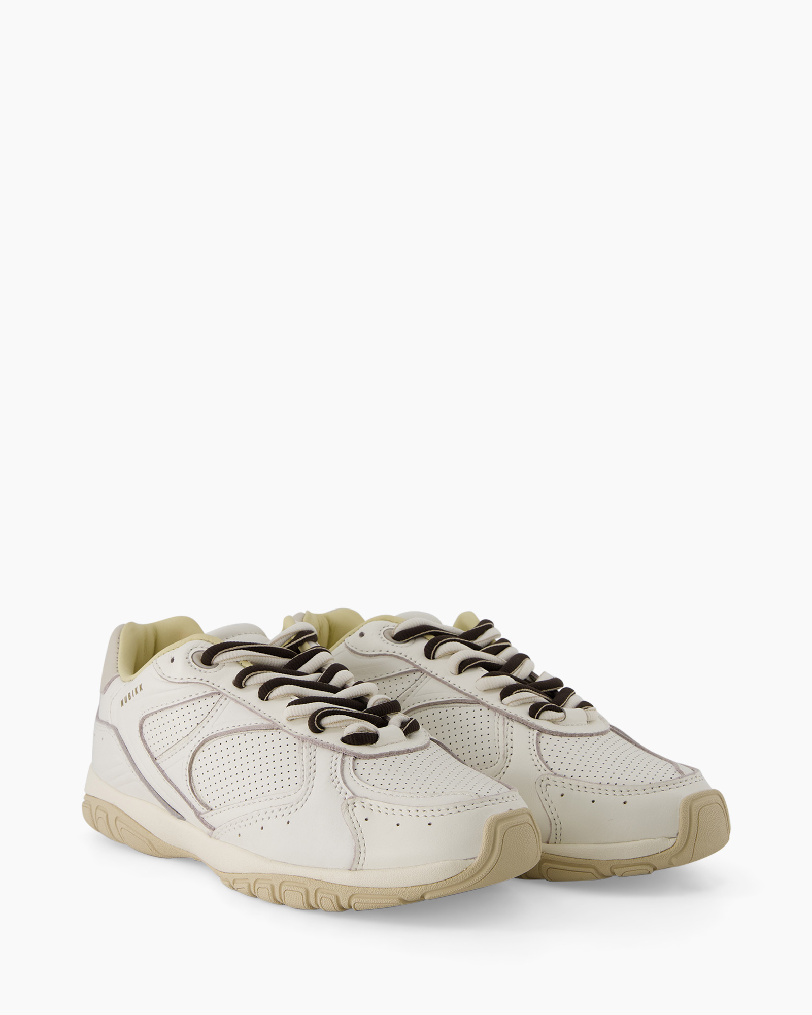 sneakers, cream, perforated, lace-up, athletic