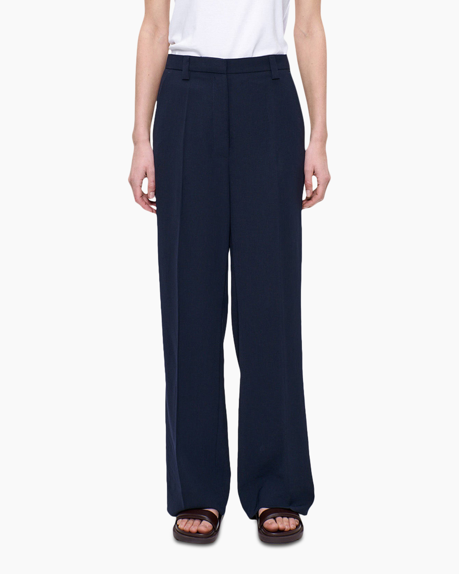 pants, wide-leg, navy, trousers, formal