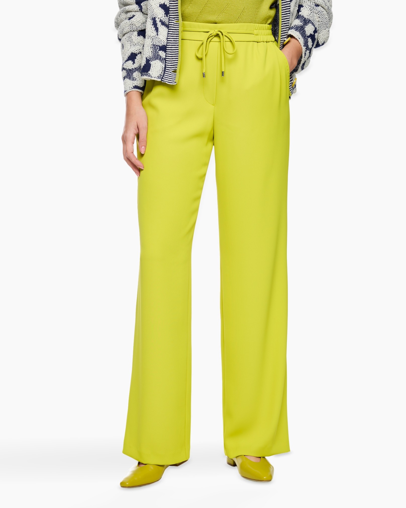 pants, wide-leg, drawstring, lime, trousers