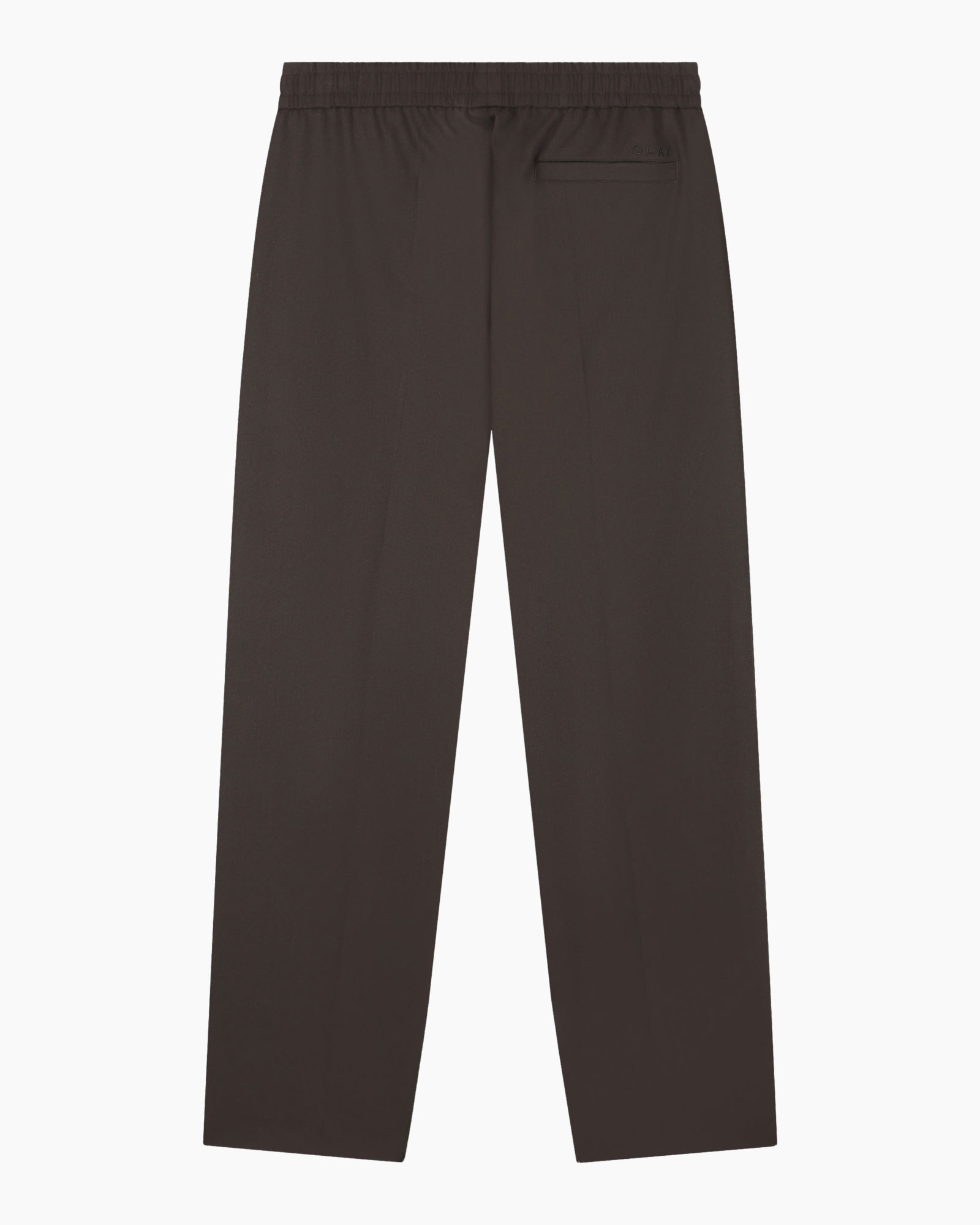 pants, trousers, dark brown, elastic waistband, back pocket