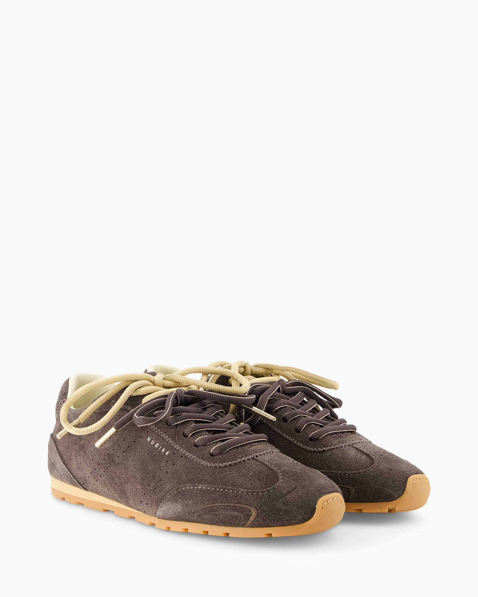 sneakers, brown, suede, lace-up, gum sole