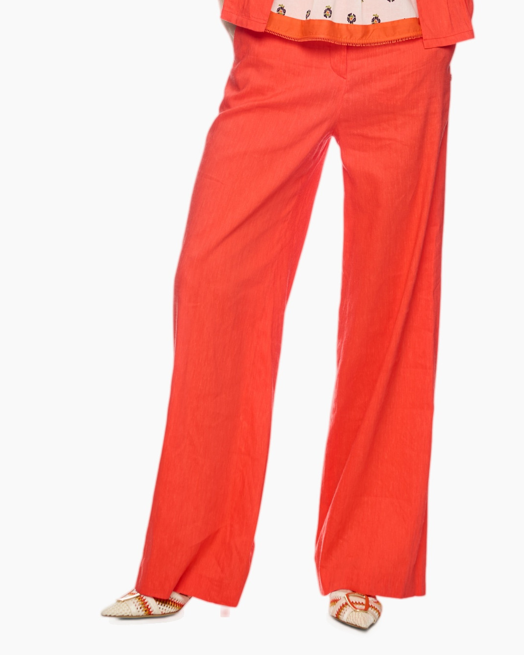 pants, wide-leg, red, linen, trousers