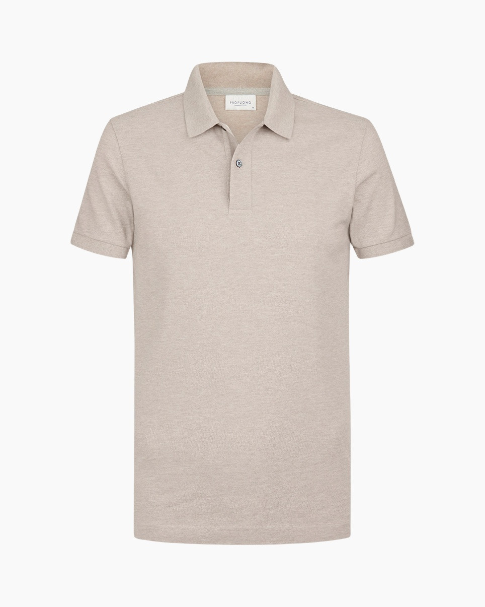 polo shirt, short sleeve, beige, knit polo, collared