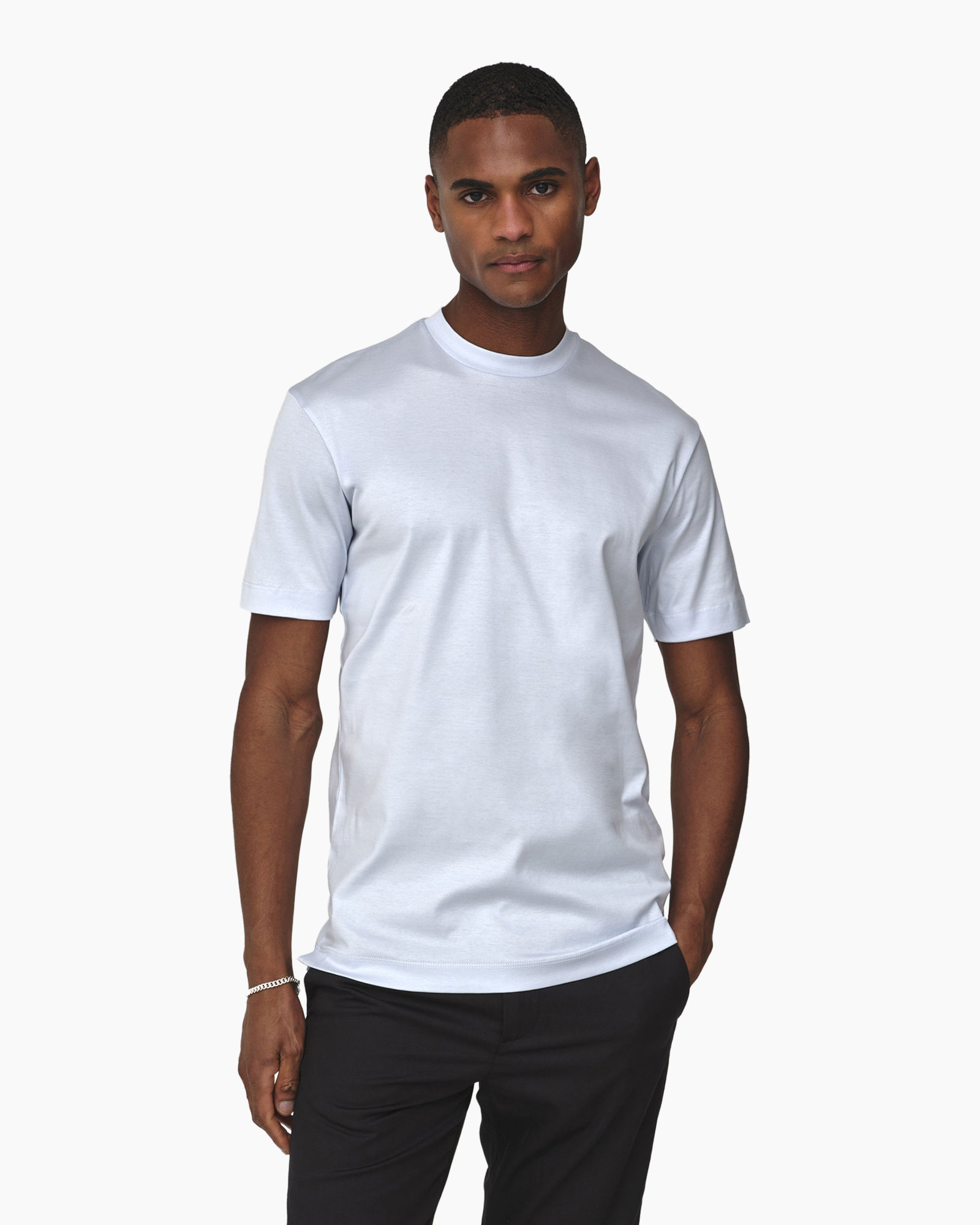T-shirt Interlock Supima Licht Blauw