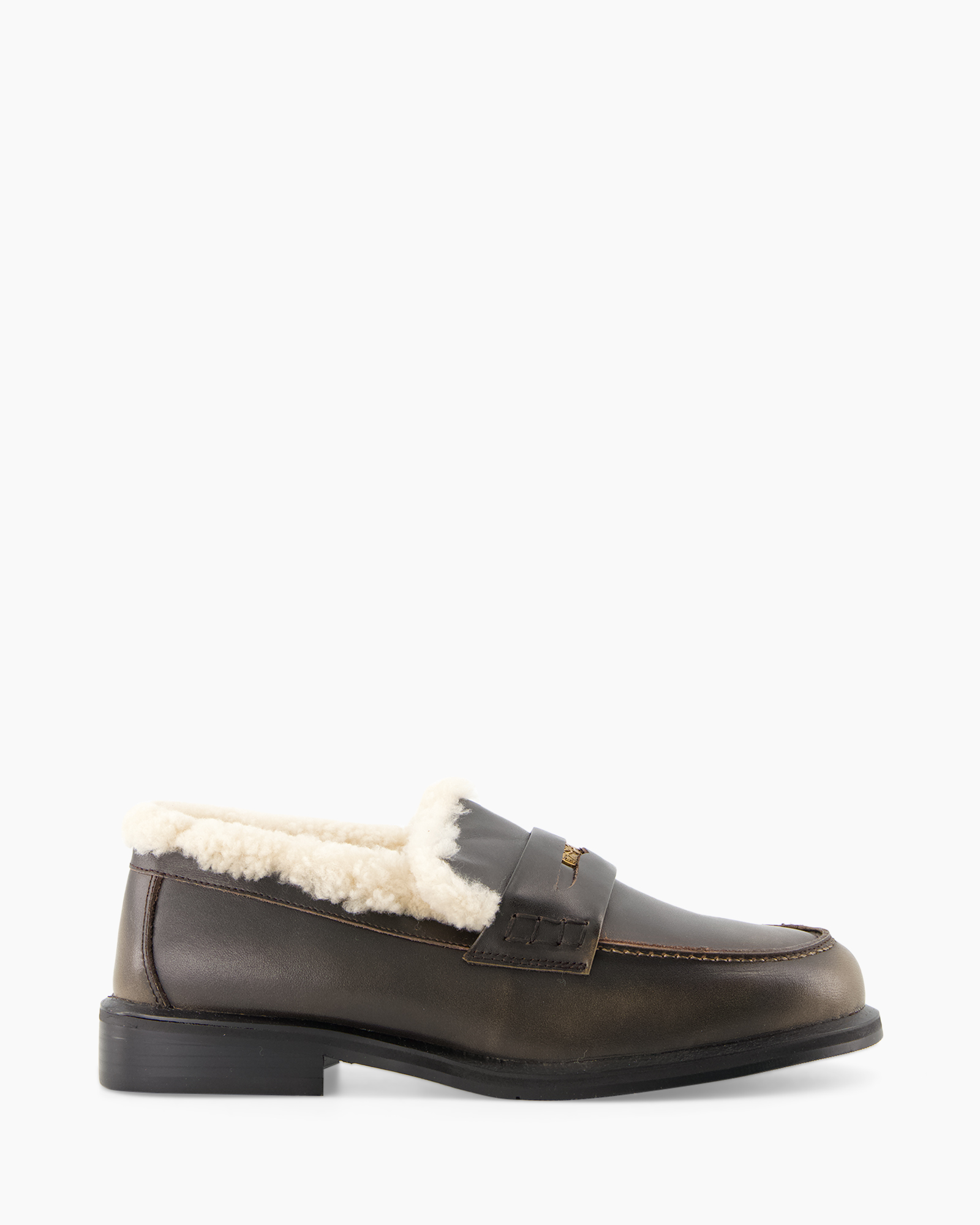 slipper, moccasin, leather, shearling, brown