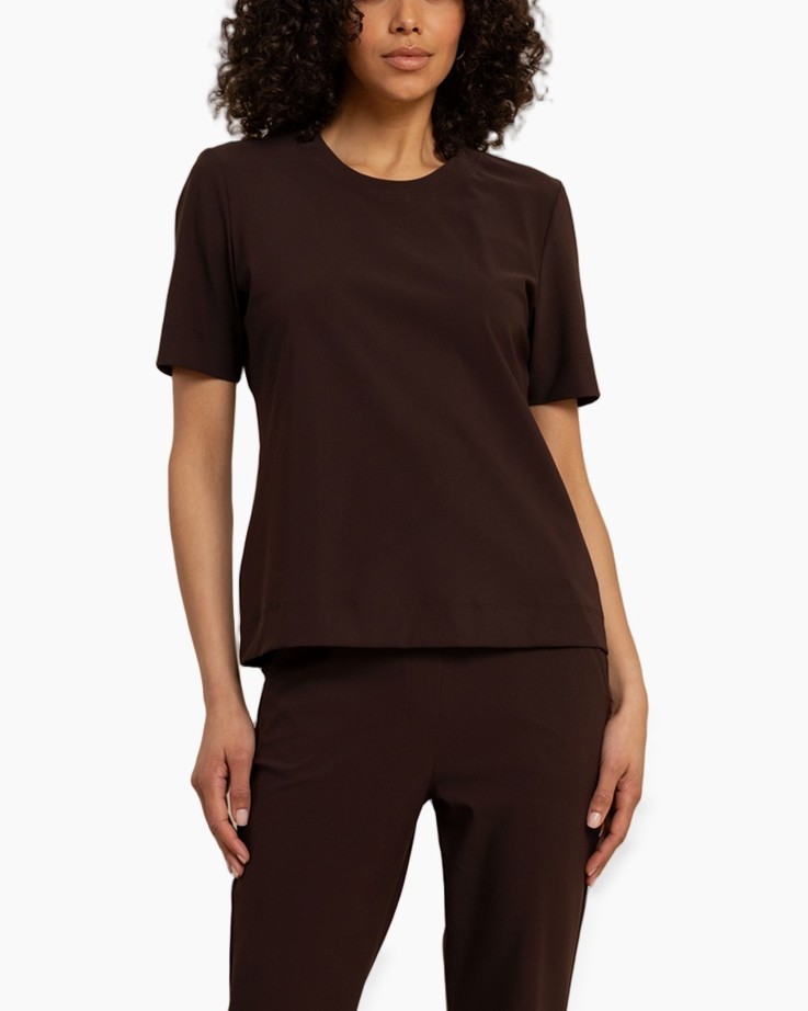 tshirt, short sleeves, brown, solid color, casual top