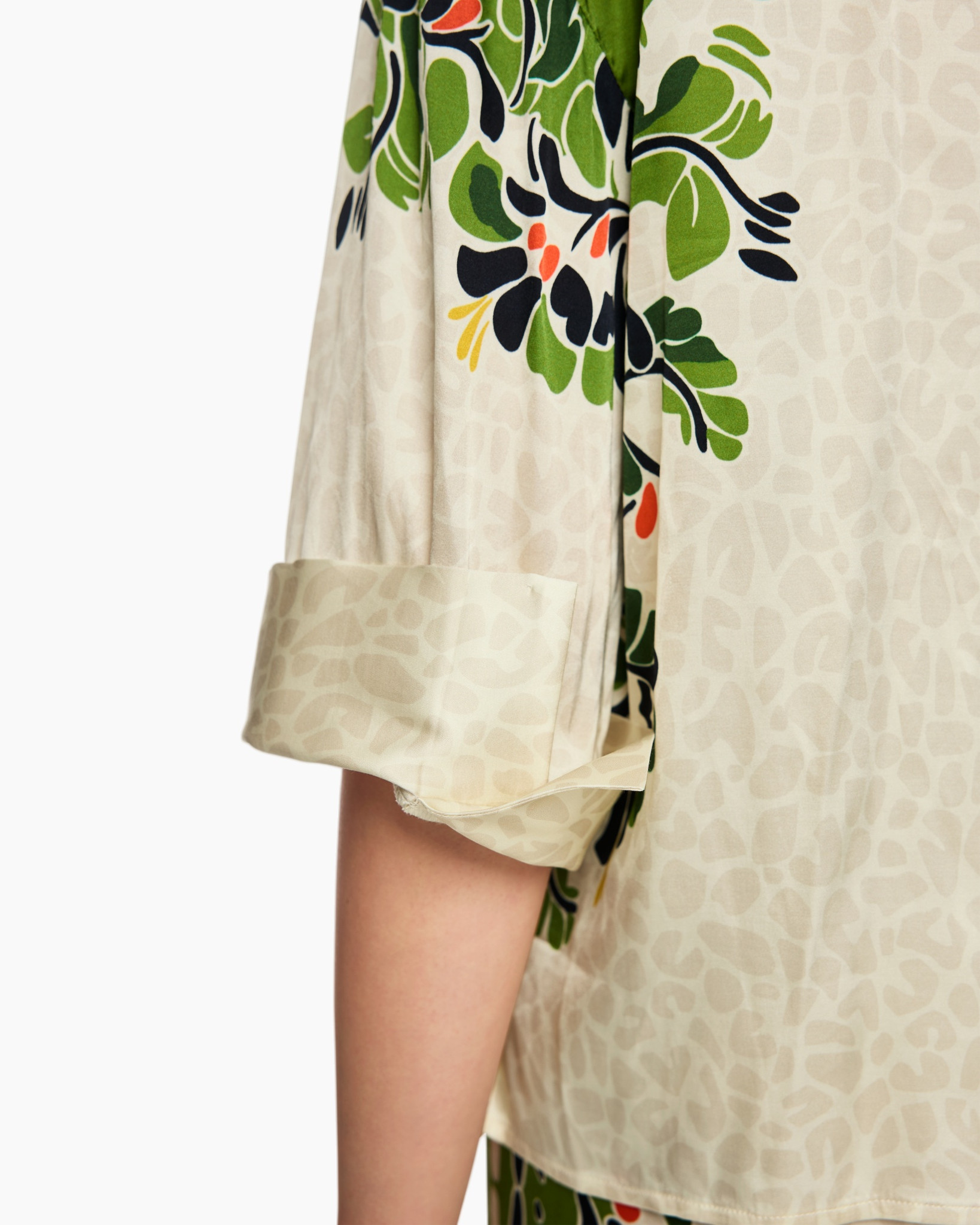 long-sleeve, cream, print, pattern, flowered