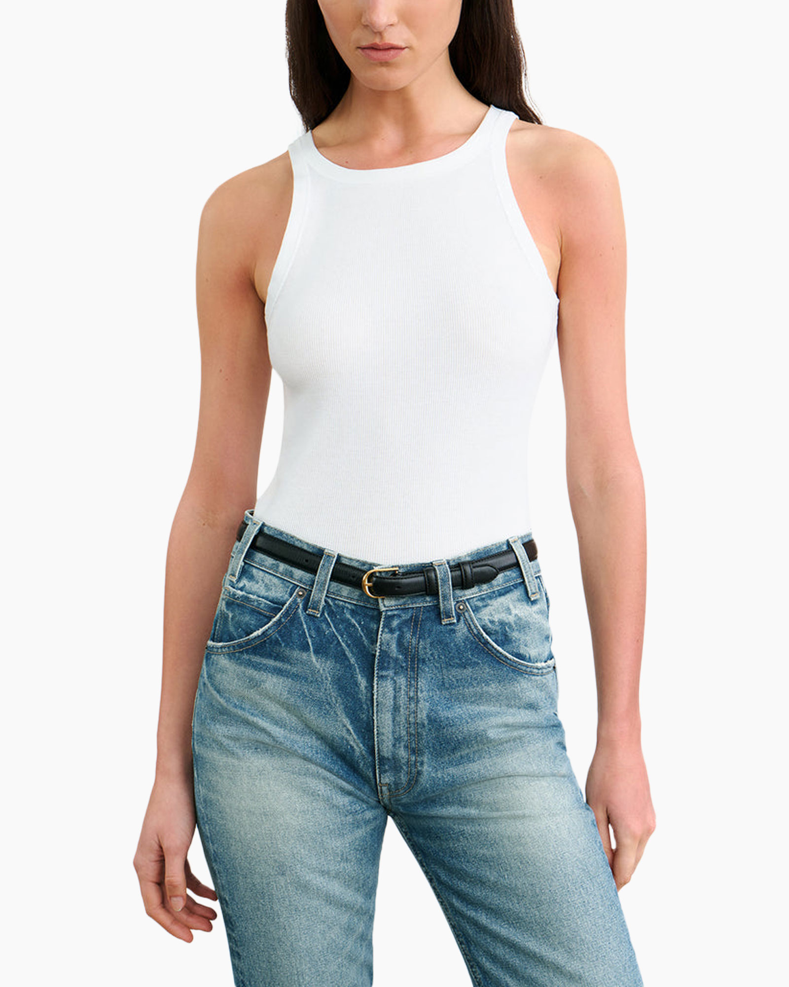 tank top, white top, sleeveless, ribbed knit, basics