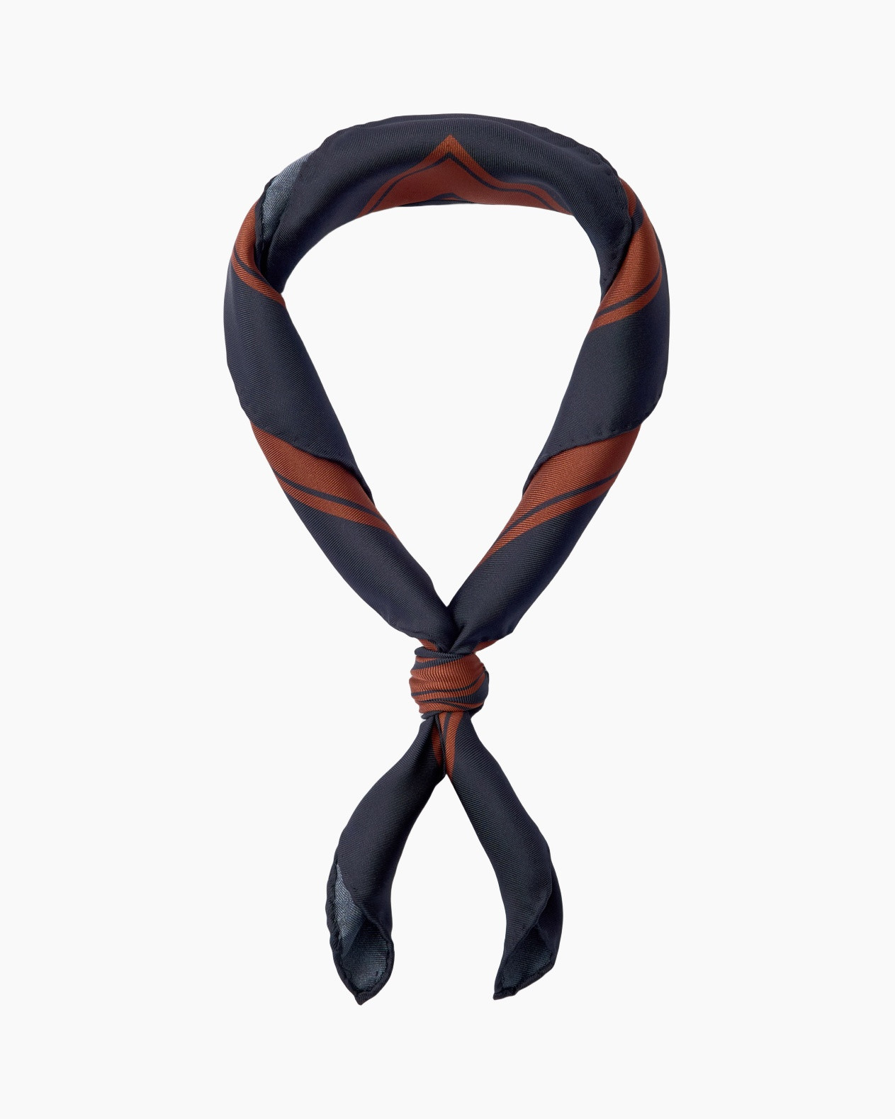 scarf, neck scarf, bandana, navy blue, orange pattern