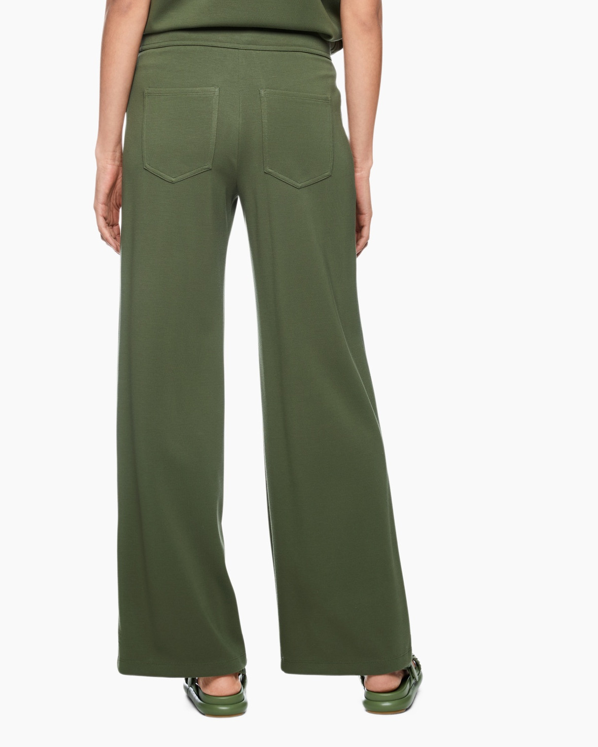pants, wideleg, olive, back pockets, joga/relaxed fit