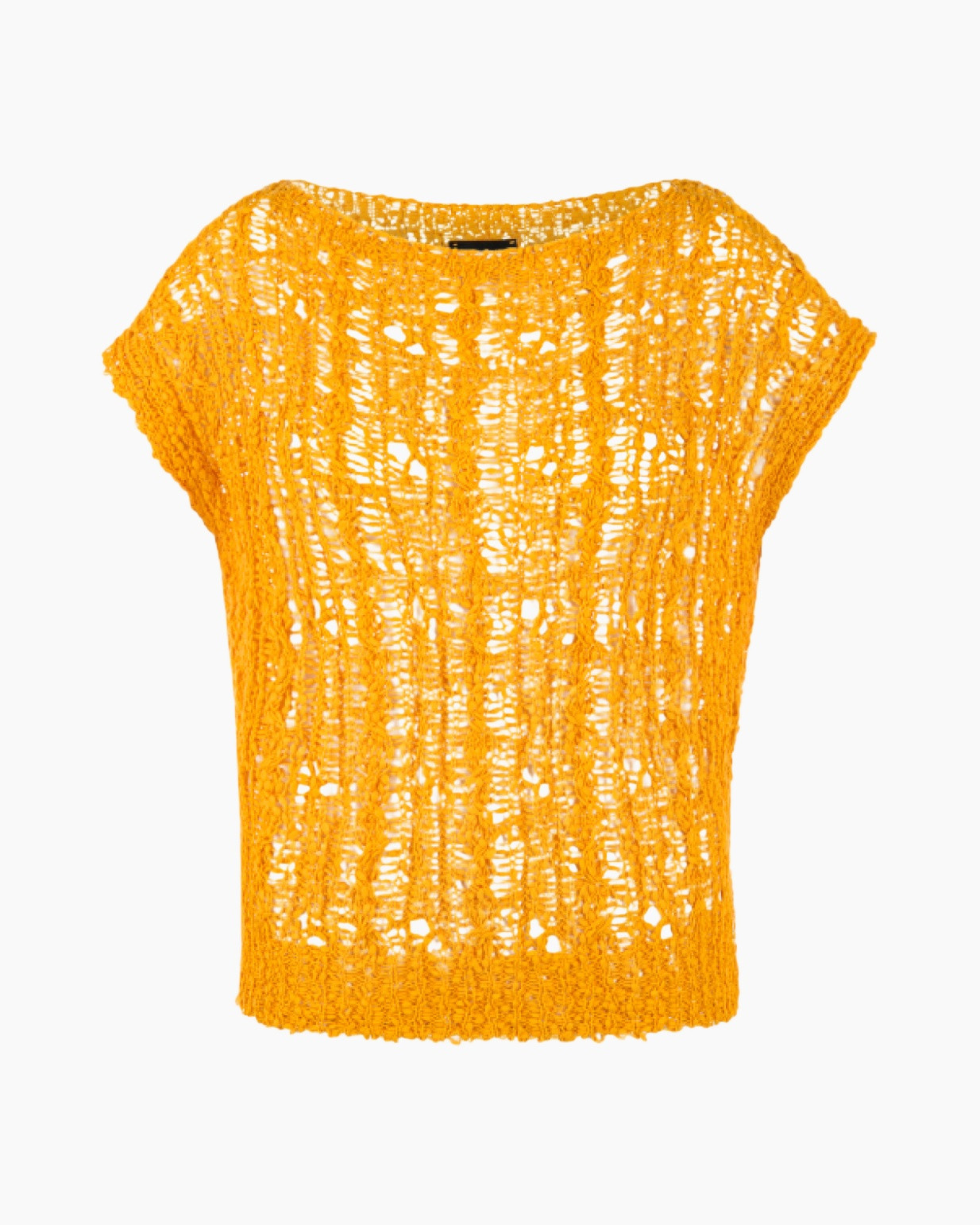 knit top, orange top, crochet, short sleeve, loose fit