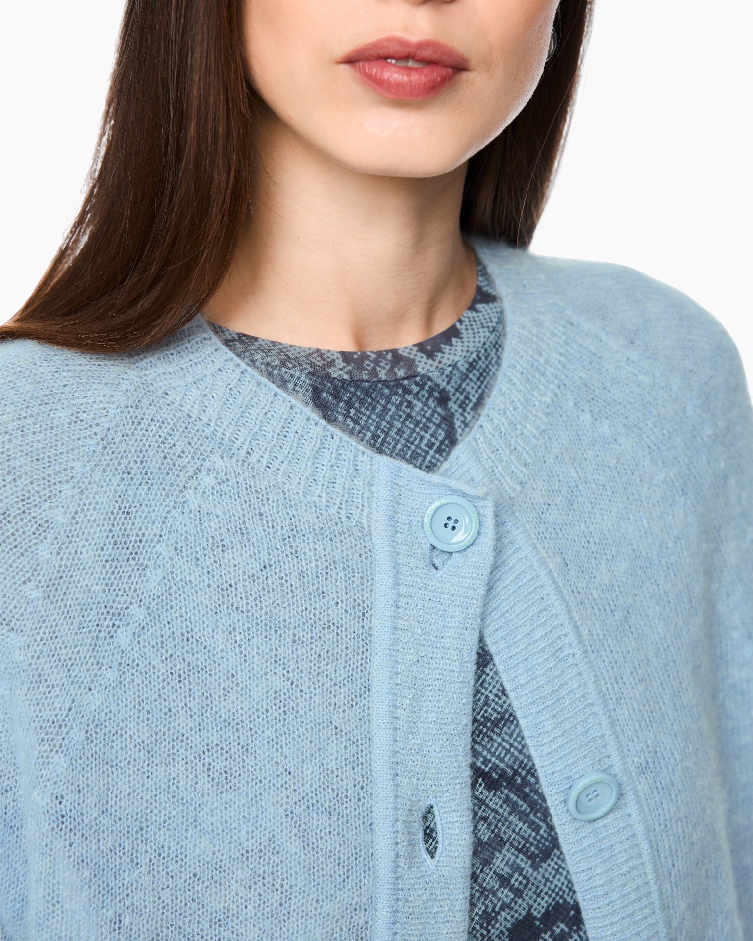 cardigan, light blue, knit, buttons, layering