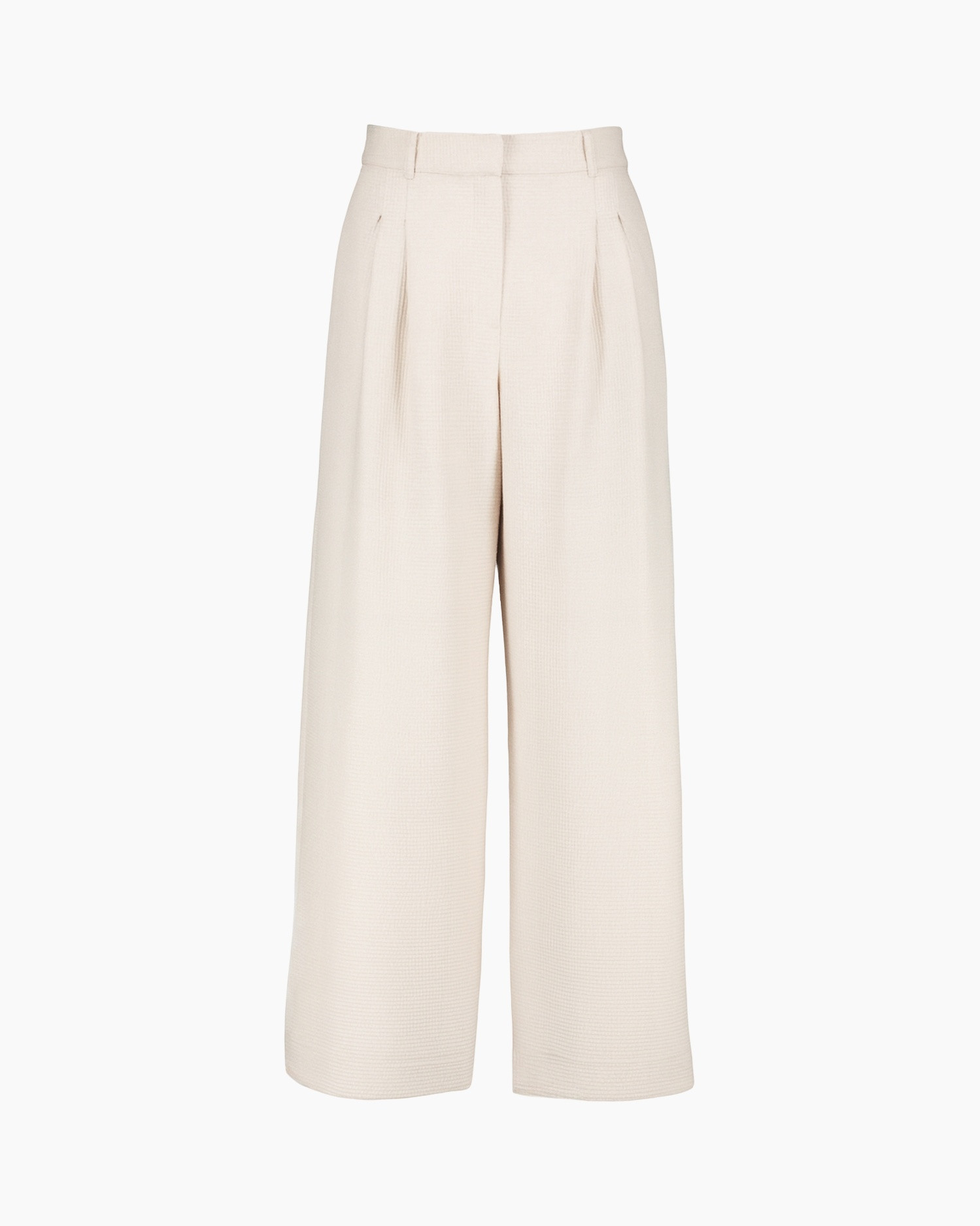 pants, wide-leg, crepe, beige, pleats