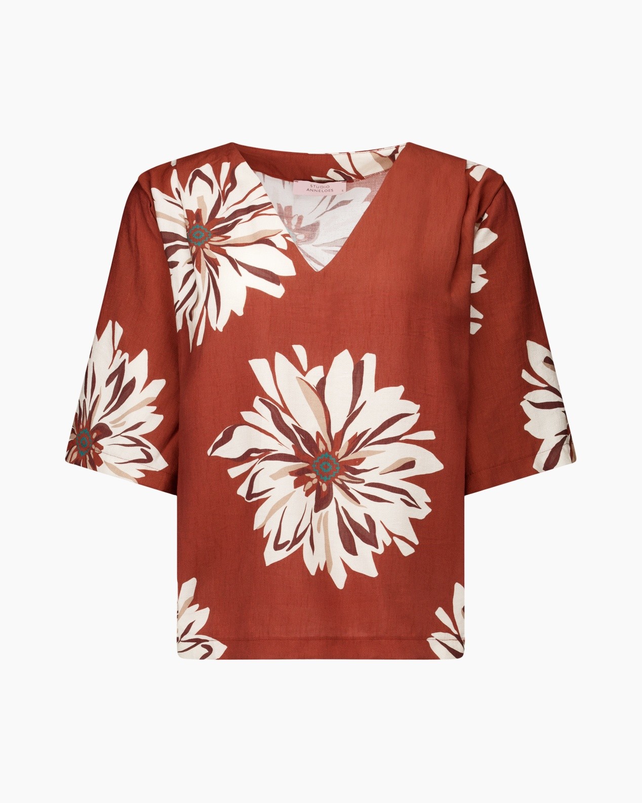 top, blouse, floral, short sleeves, linen?