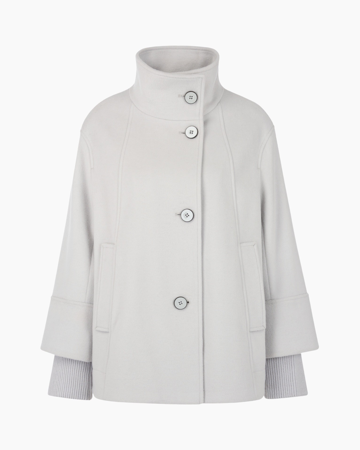 coat, buttoned, fleece, high collar, pockets