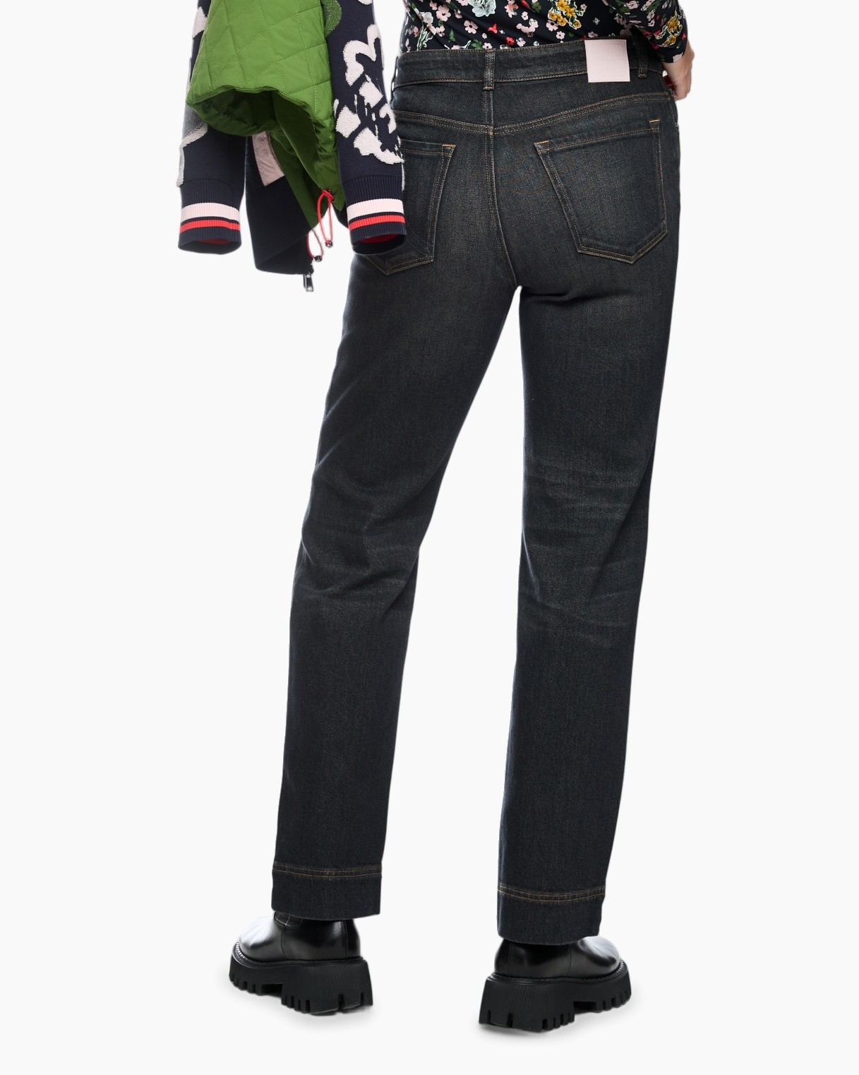 jeans, denim, back pocket, straight leg, dark wash