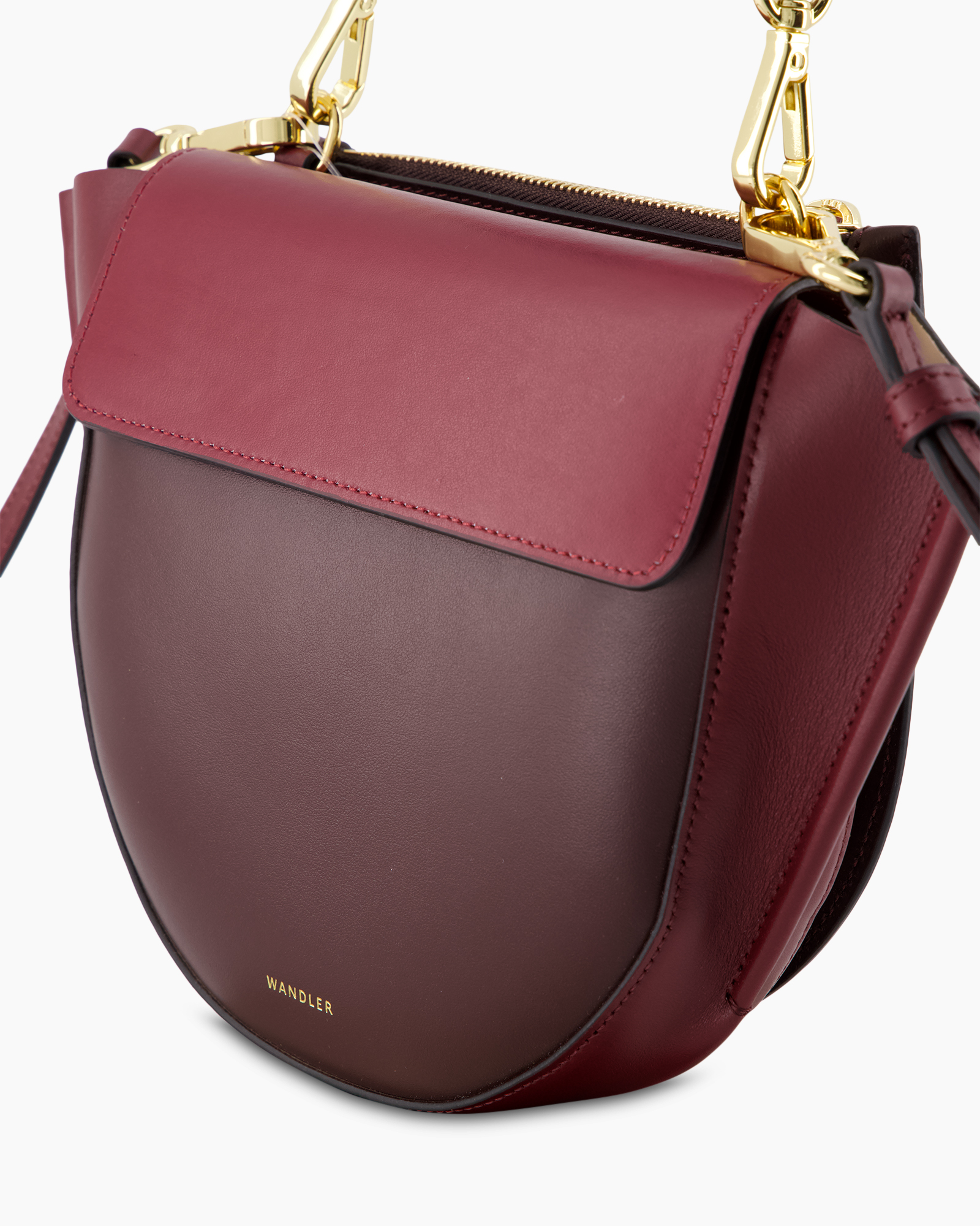 handbag, crossbody, leather, burgundy, gold hardware