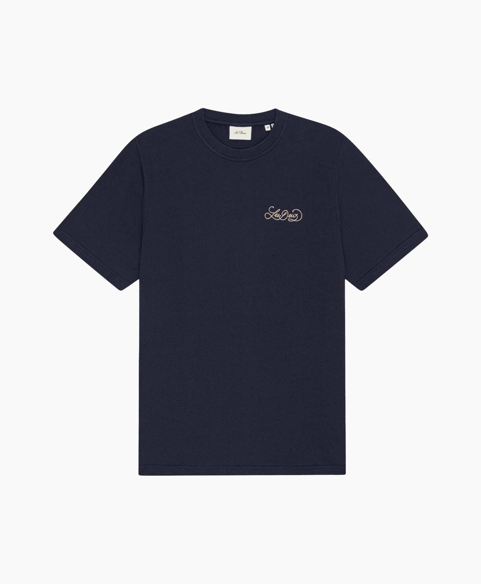 t-shirt, short sleeve, graphic, peach design, navy blue